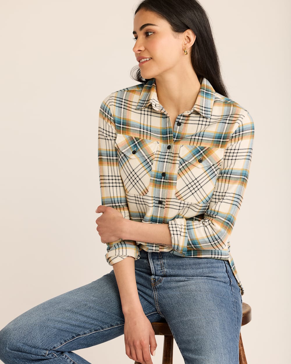 Pendleton Madison Flannel Women's Shirt in Cream Multi Plaid