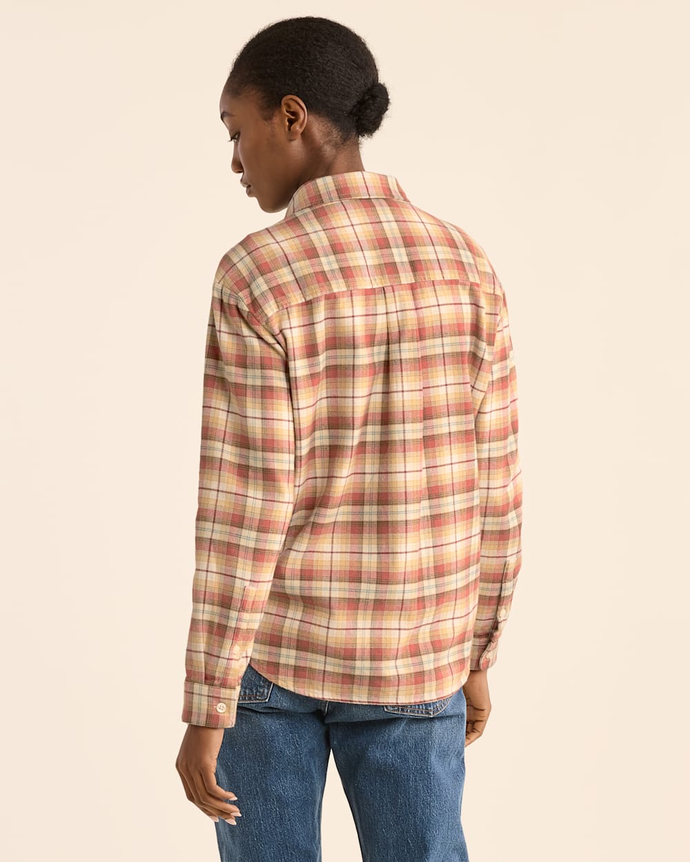 PENDLETON WOMEN'S PLAID BOYFRIEND DOUBLEBRUSHED FLANNEL SHIRT- RUST NAVY OMBRE