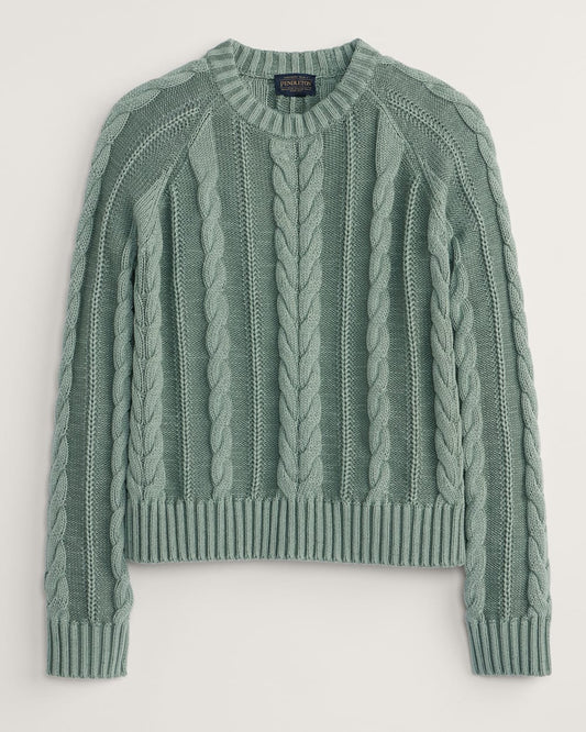 PENDLETON WOMEN'S COTTON CABLE SWEATER- SAGE