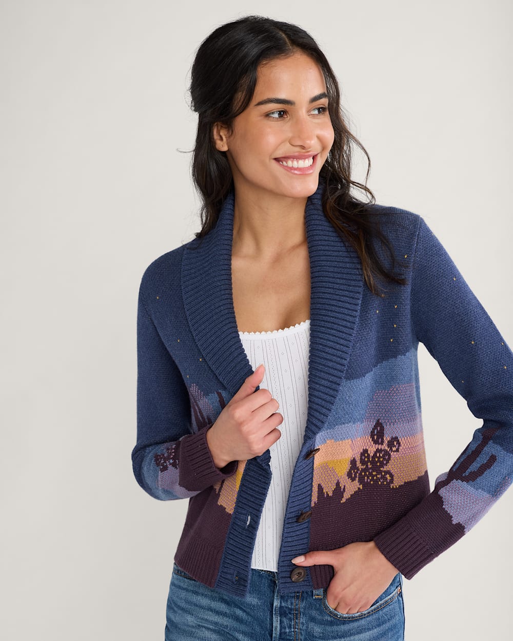 PENDLETON WOMEN'S WESTERN SCENIC COTTON CARDIGAN