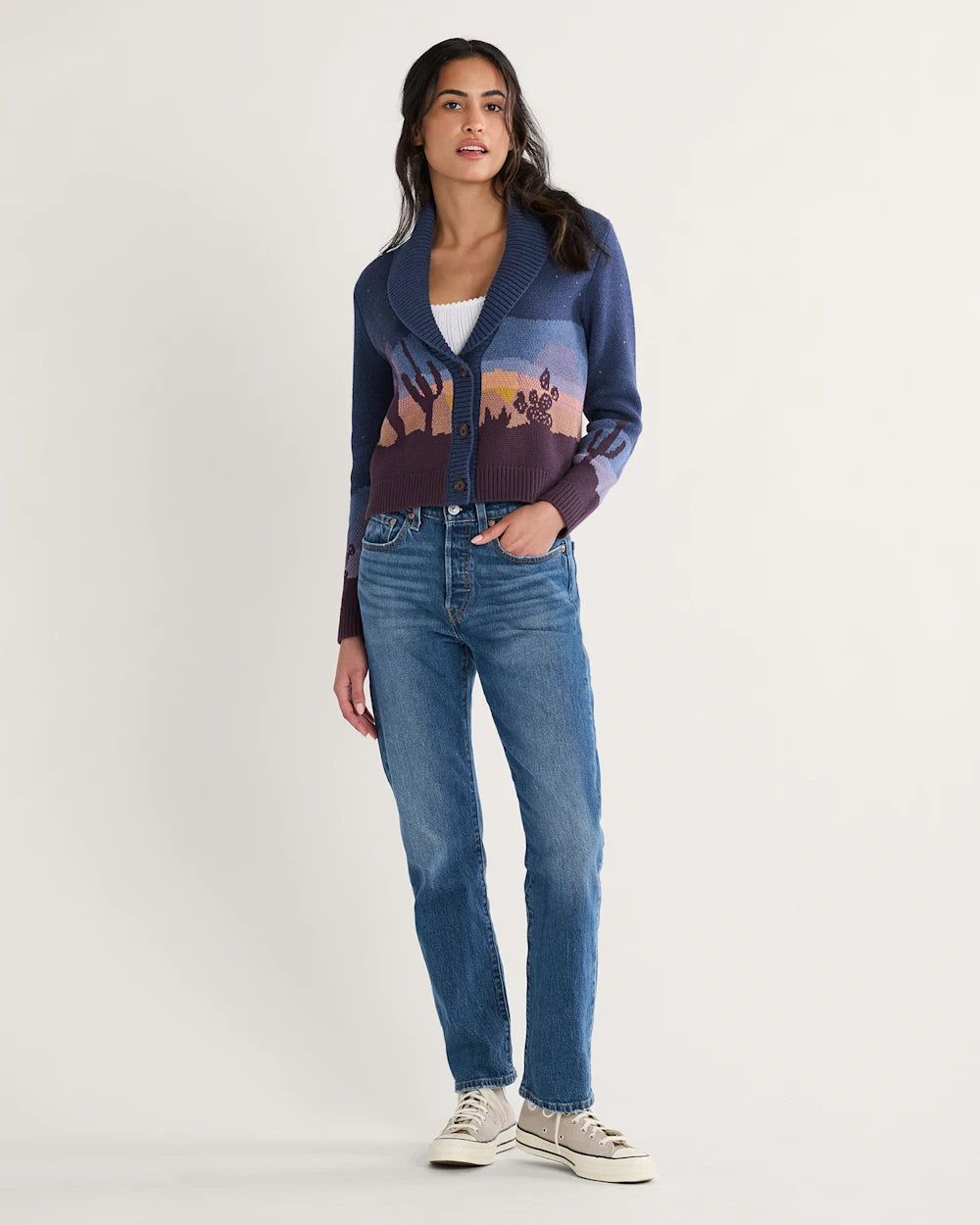 PENDLETON WOMEN'S WESTERN SCENIC COTTON CARDIGAN