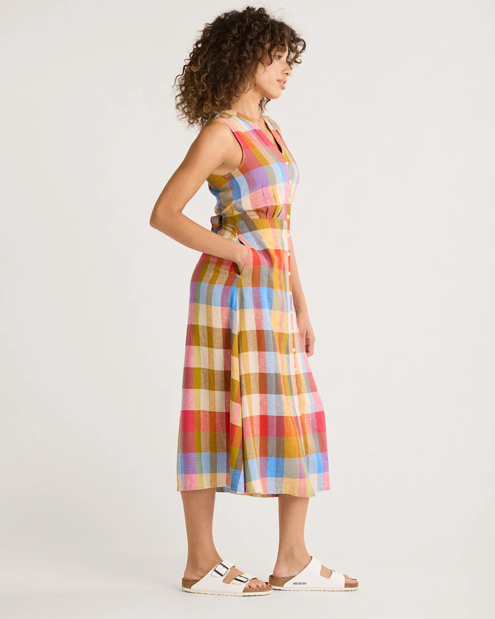 WOMEN'S PENDLETON LANA SLEEVELESS LINEN DRESS PLAID MULTI