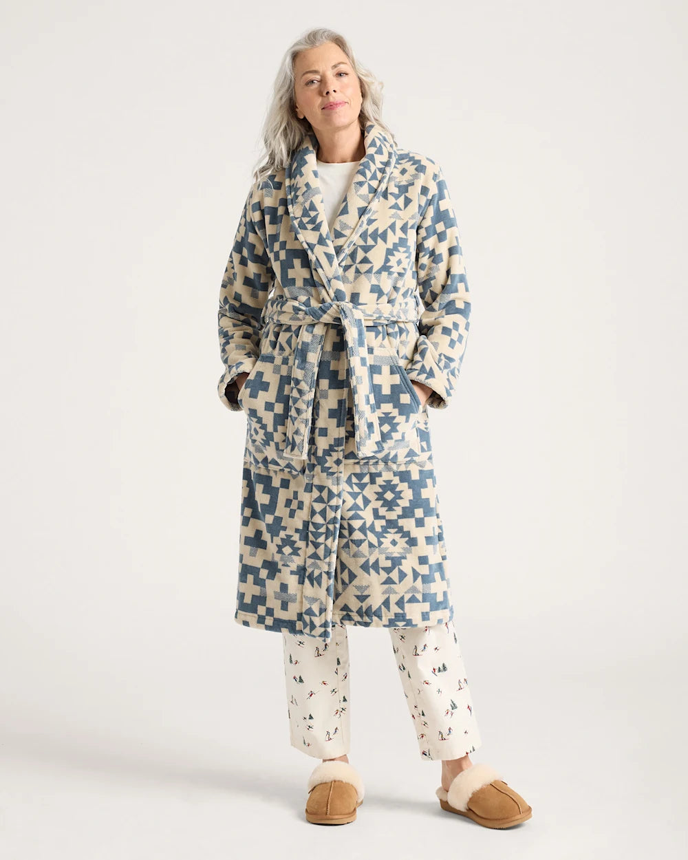 PENDLETON WOMEN'S BLUE RIDGE COTTON TERRY VELOUR BATHROBE