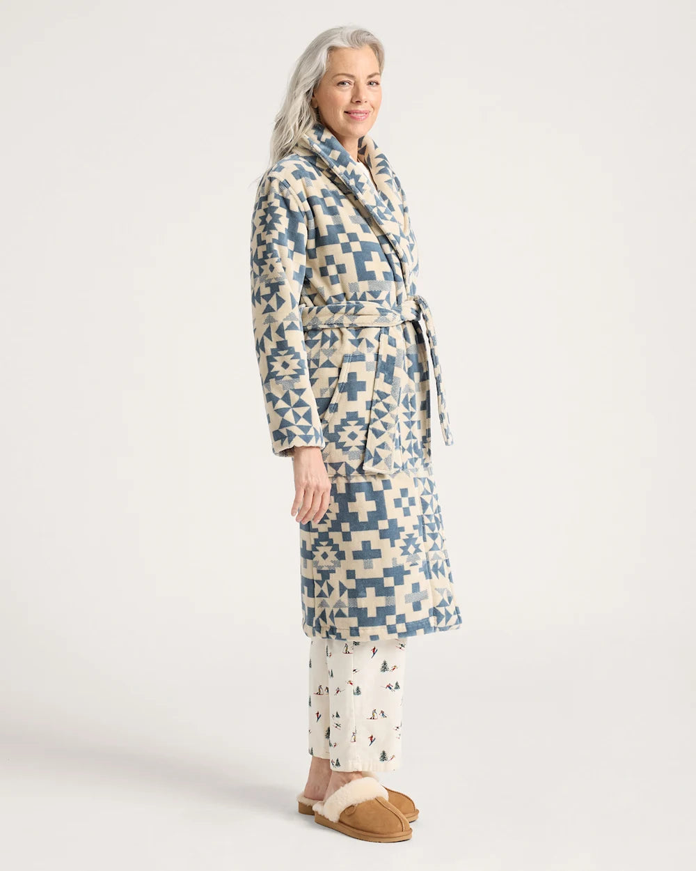 PENDLETON WOMEN'S BLUE RIDGE COTTON TERRY VELOUR BATHROBE