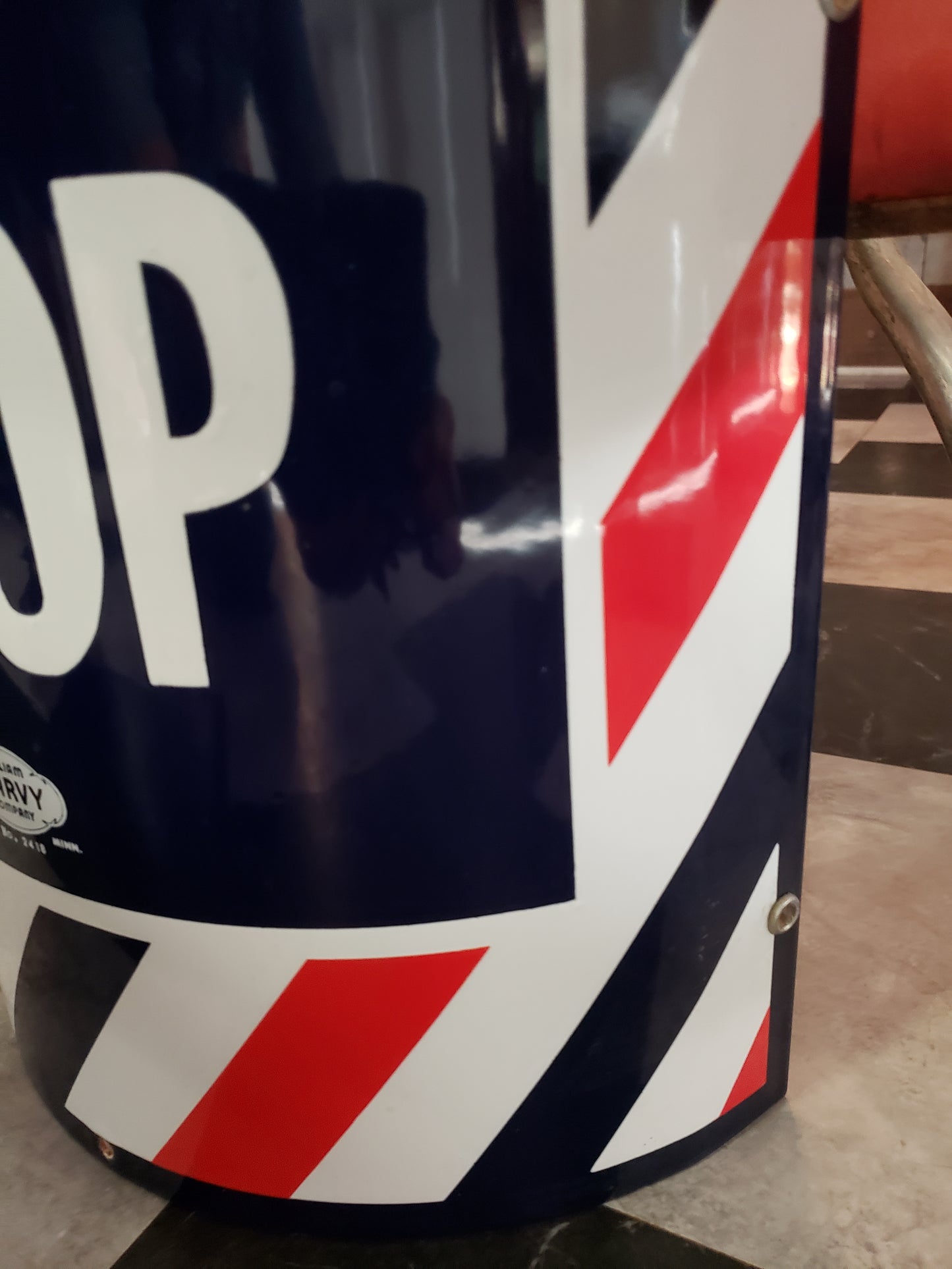 Original Curved Porcelain Barbershop Sign