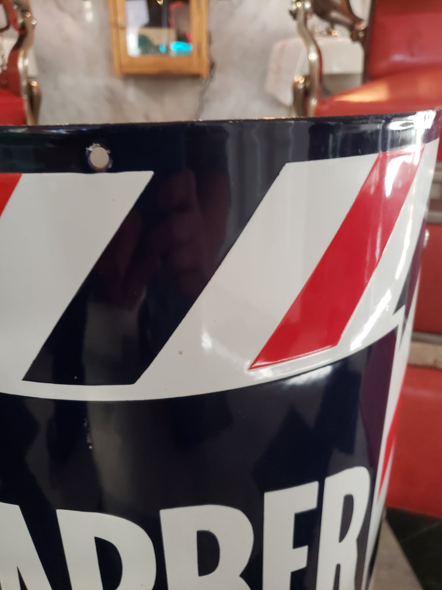 Original Curved Porcelain Barbershop Sign