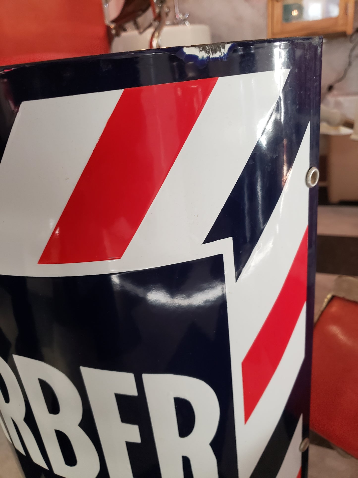 Original Curved Porcelain Barbershop Sign
