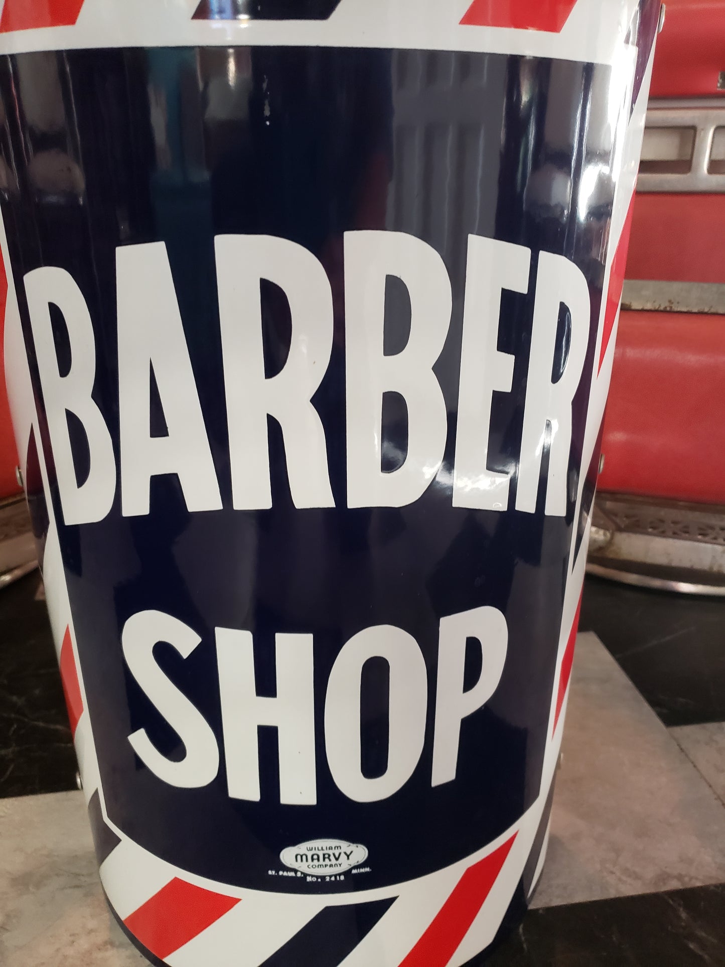 Original Curved Porcelain Barbershop Sign