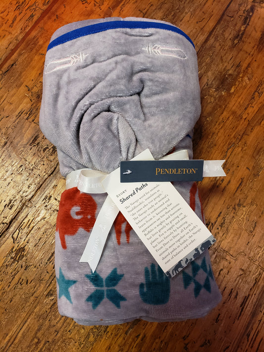 Pendleton Shared Paths Gray Printed Hooded Baby Towel