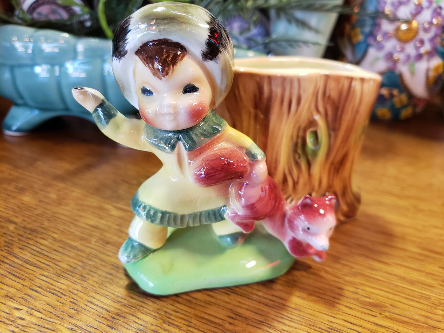 Lefton Little Hunter with Fox planter