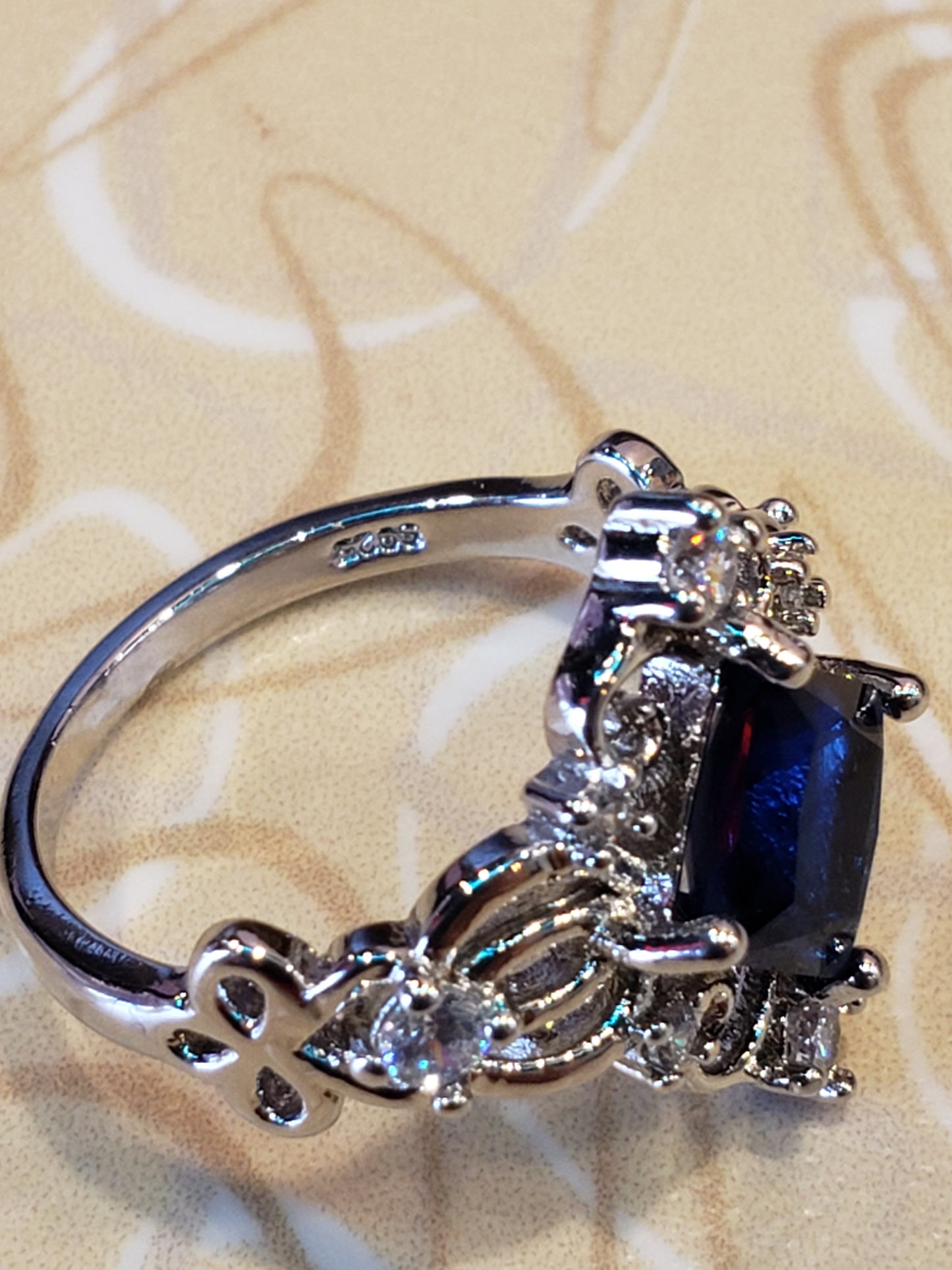 S925 Blue and Clear CZ ring size 7.5