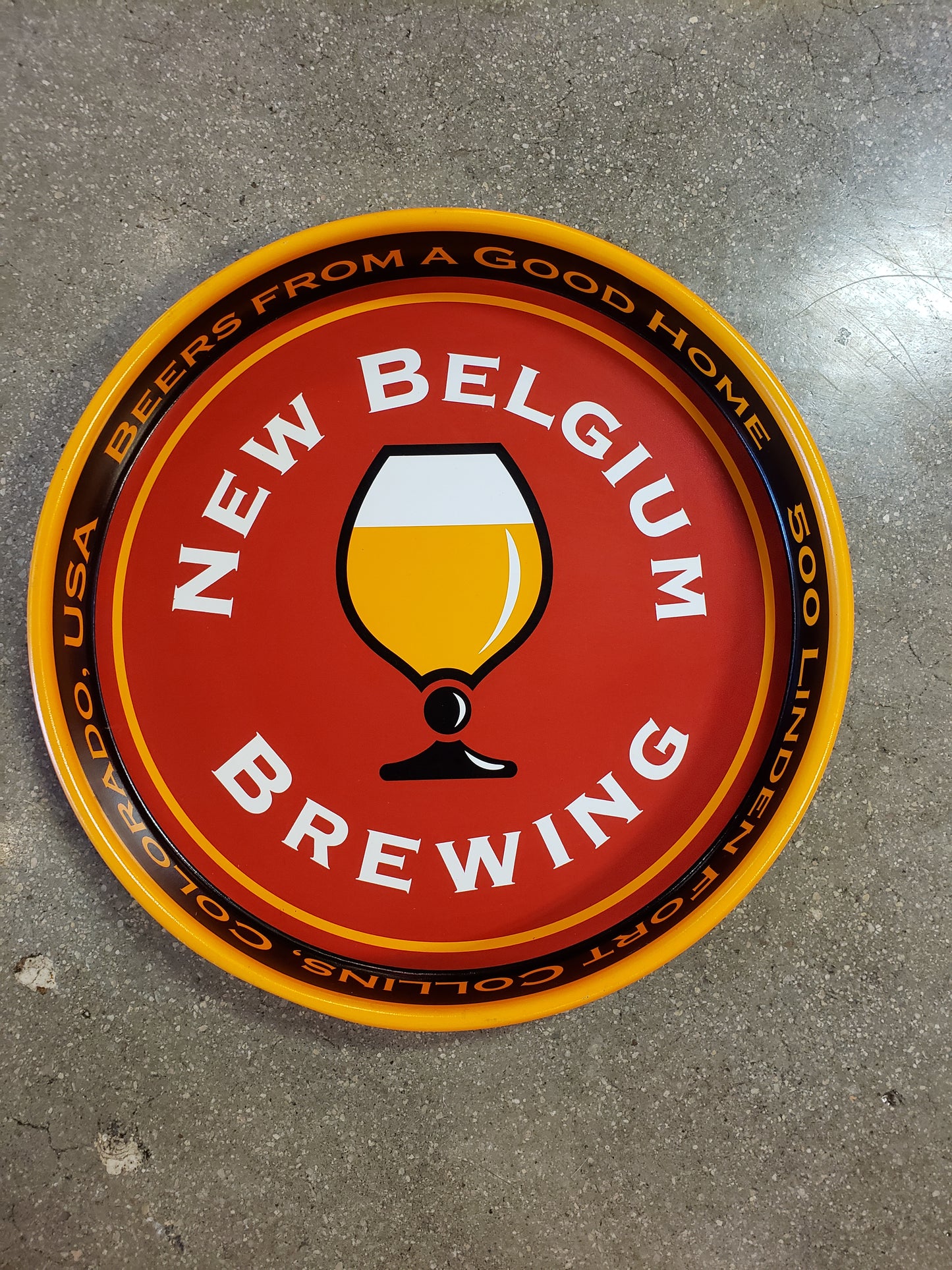 New Belgium Brewing Round Beer Tray