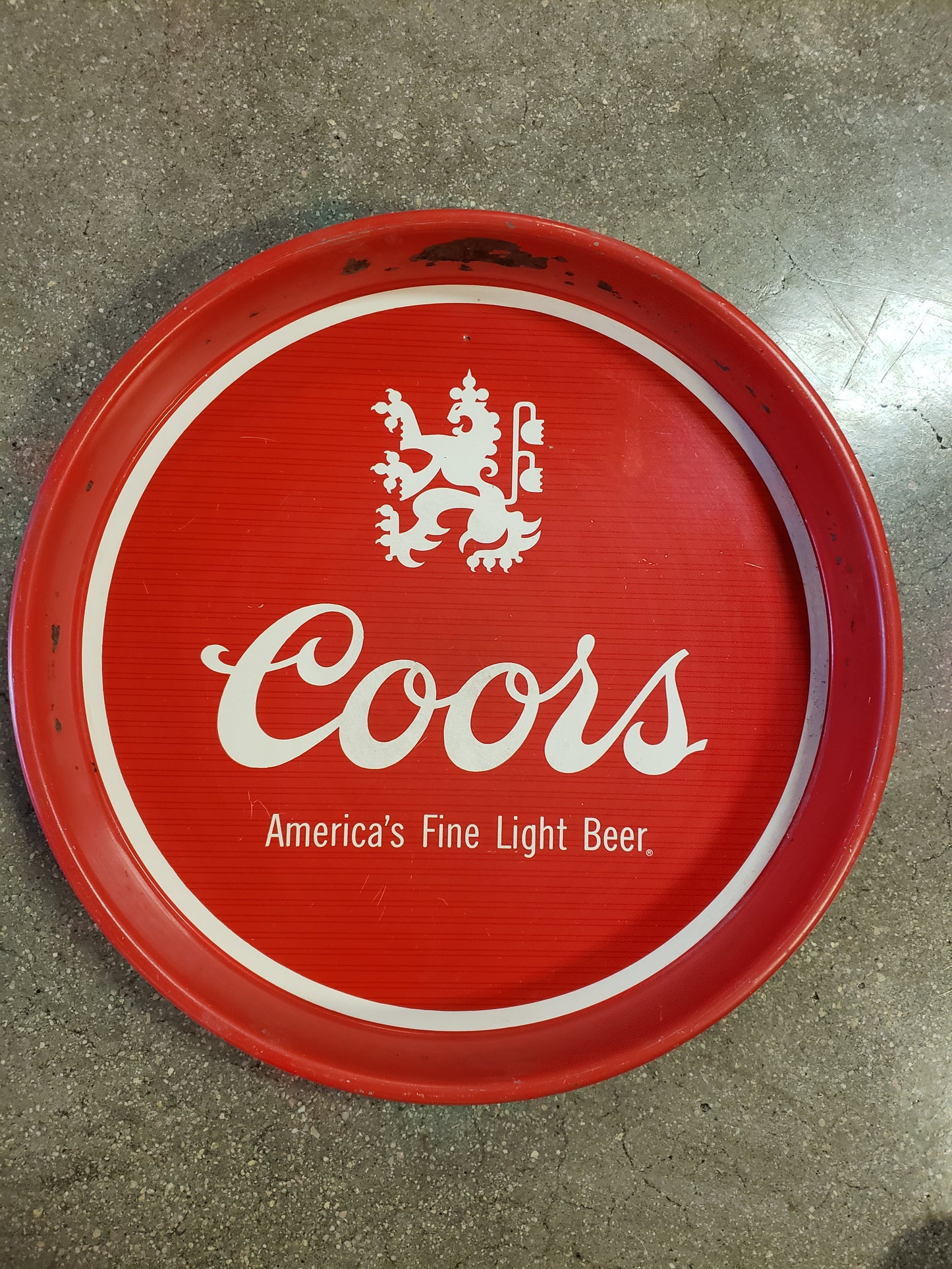 Red Coors beer tray