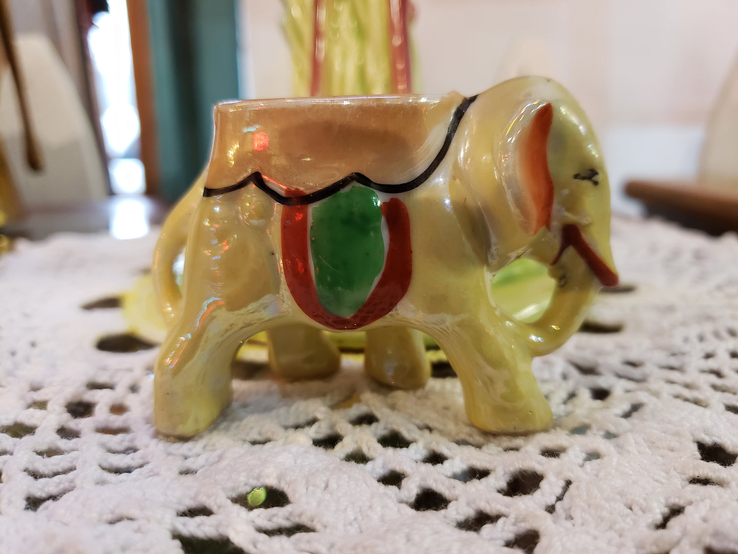 Porcelain Elephant Toothpick Holder