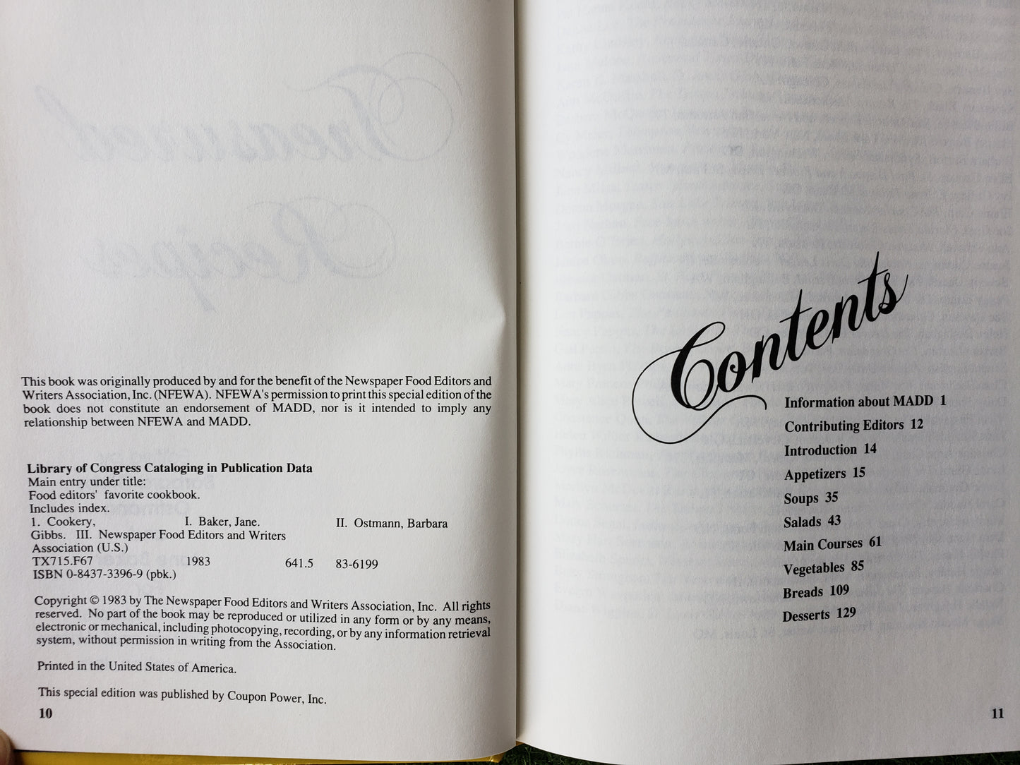 Food Editors' Favorites Treasured Recipes (1983)