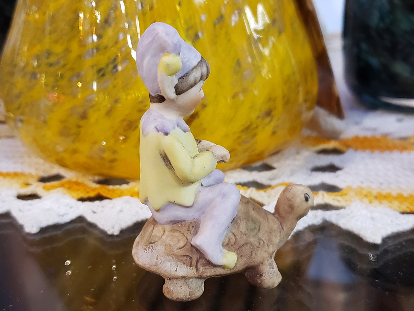 Josef Originals Elf on Turtle figurine