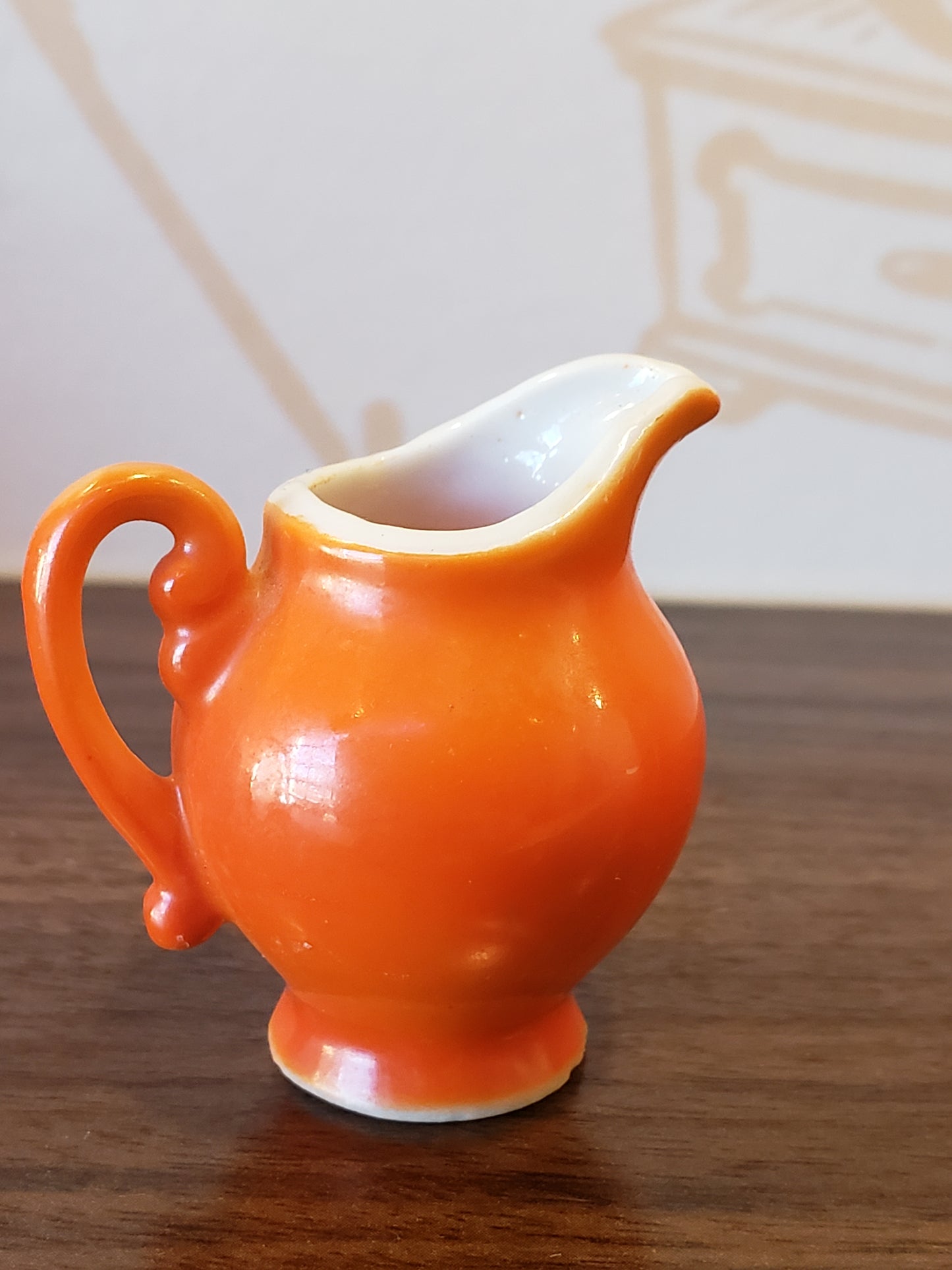 Echo Lake Colorado orange porcelain souvenir pitcher