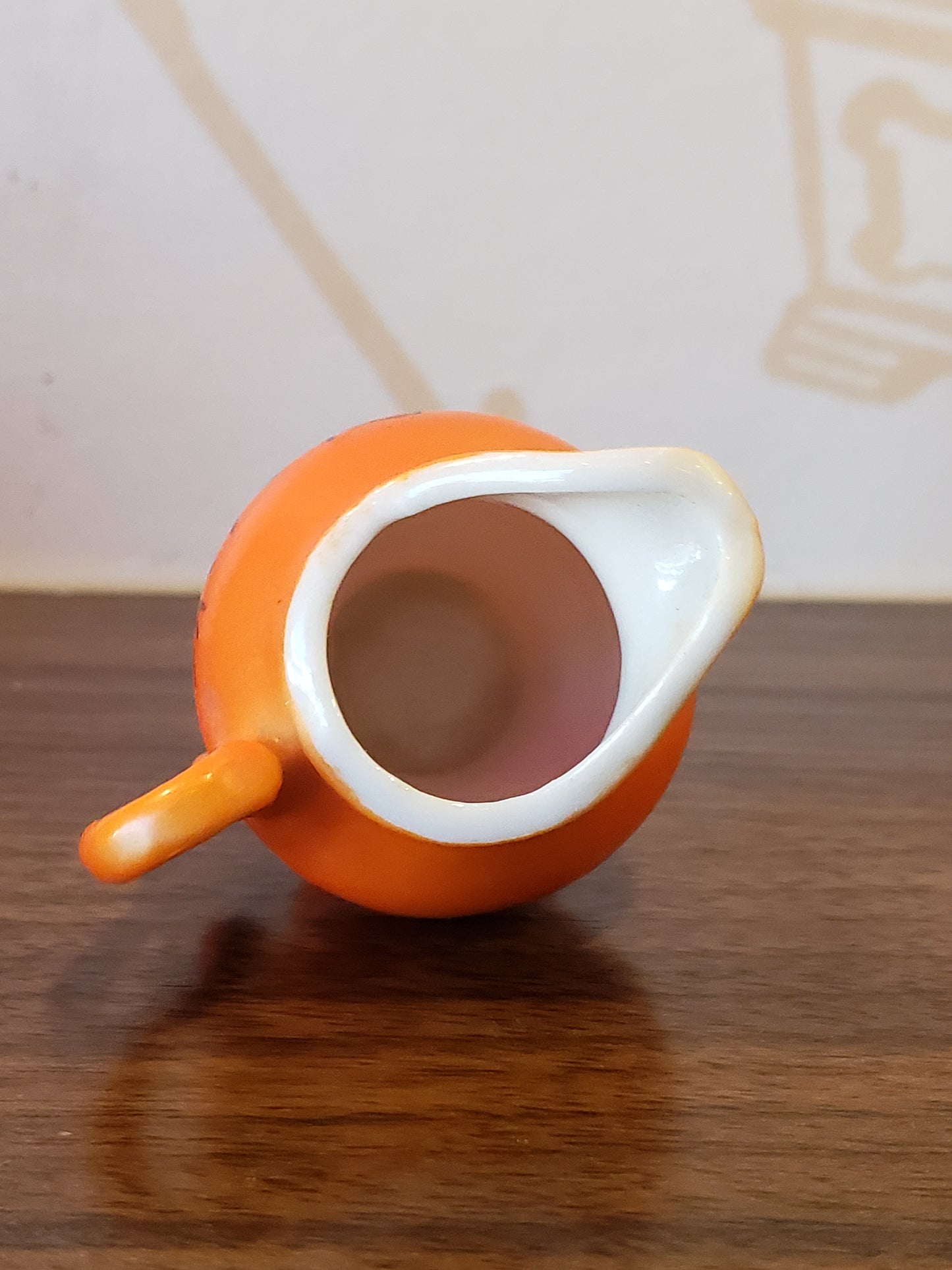 Echo Lake Colorado orange porcelain souvenir pitcher