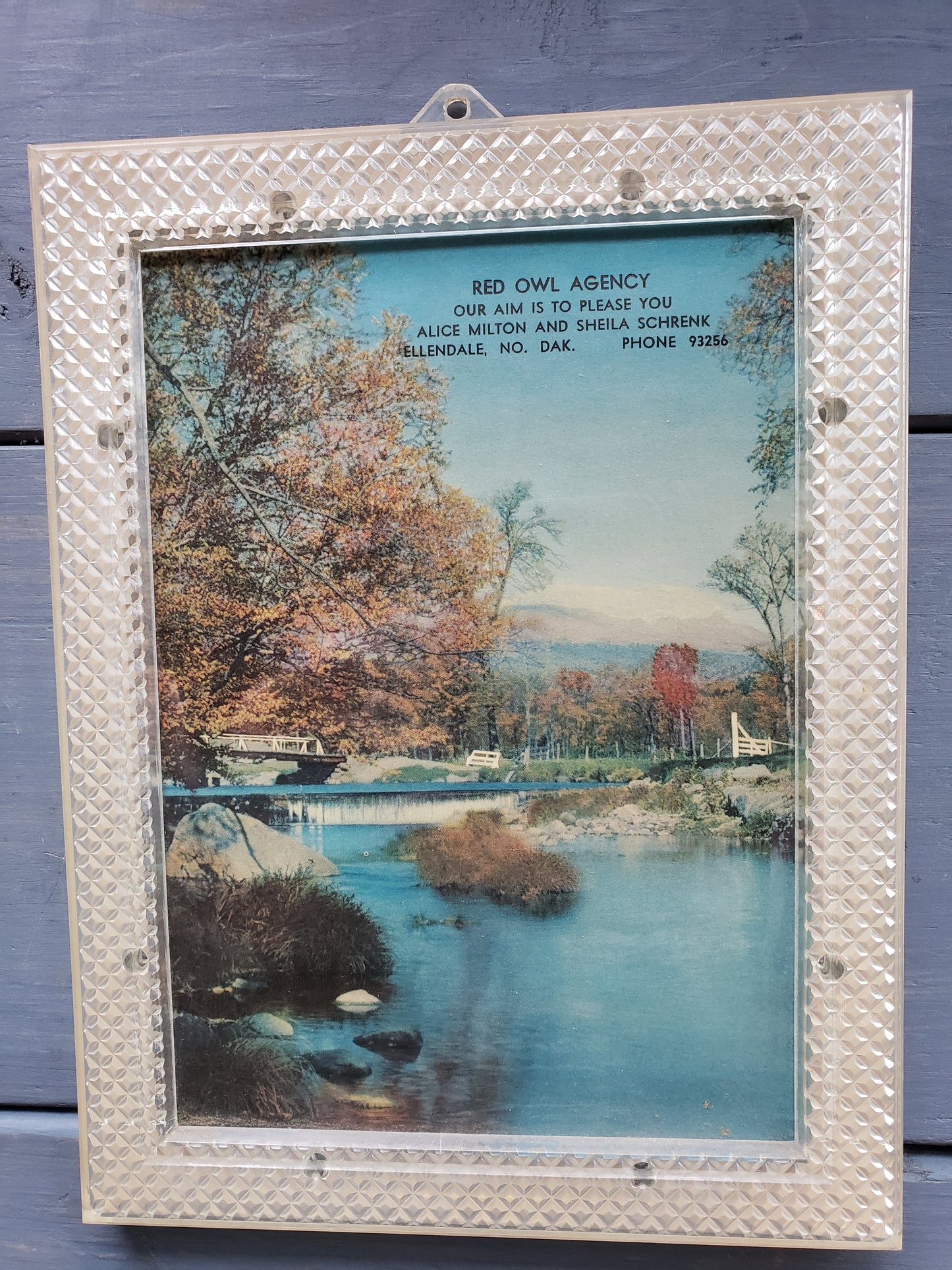 Ad in Lucite Frame for Red Owl Agency, Ellendale ND
