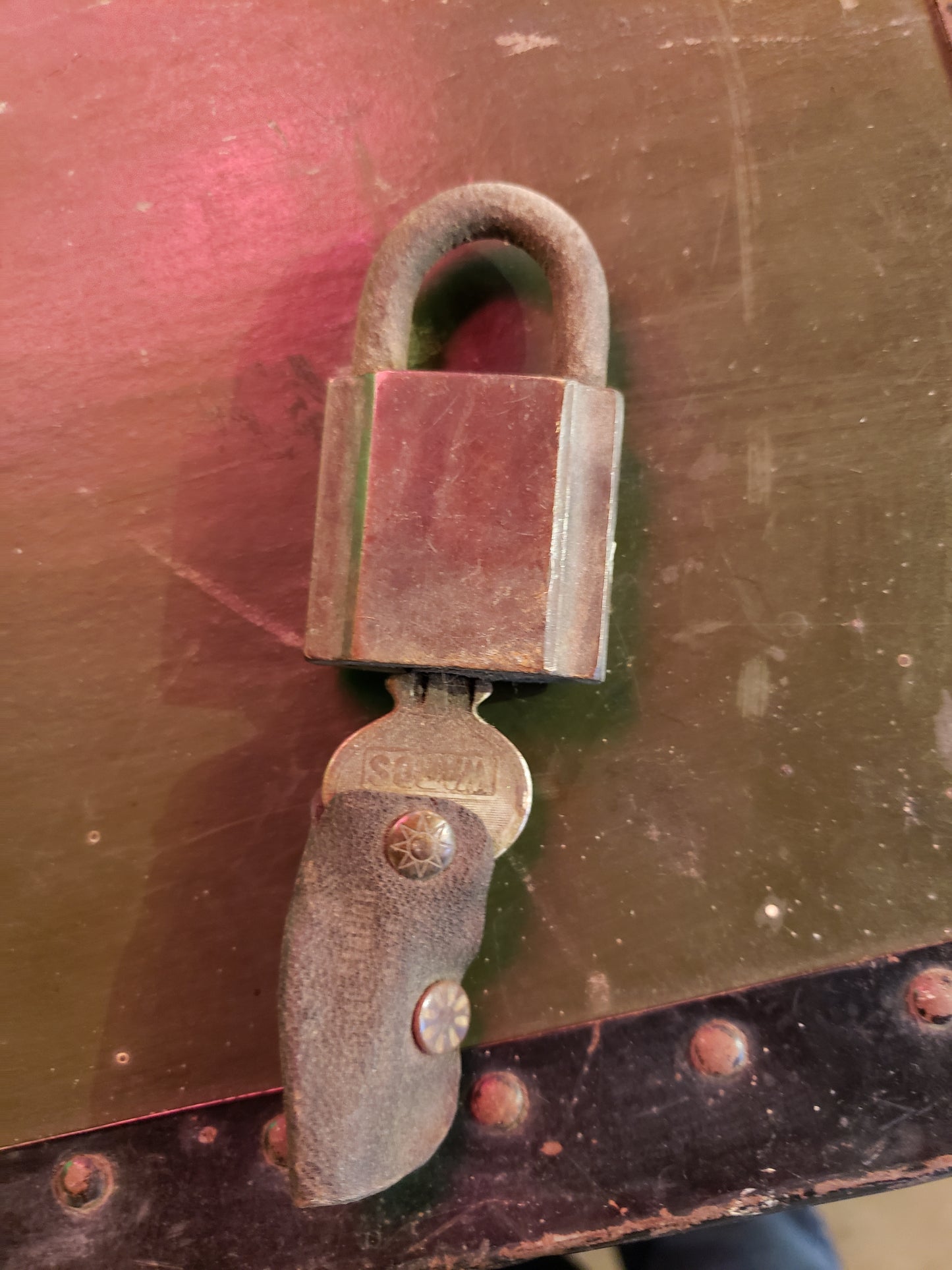 Montgomery Wards Vintage Lock and Key with leather fob