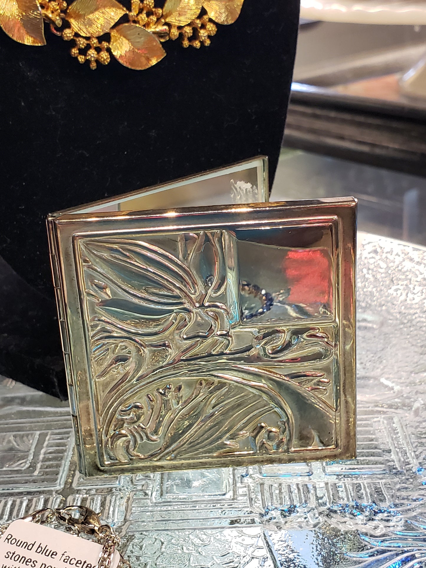 Godinger Silver Co Art Deco compact mirror