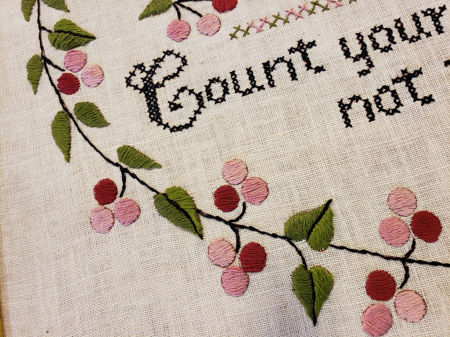Count your age by friends embroidered picture