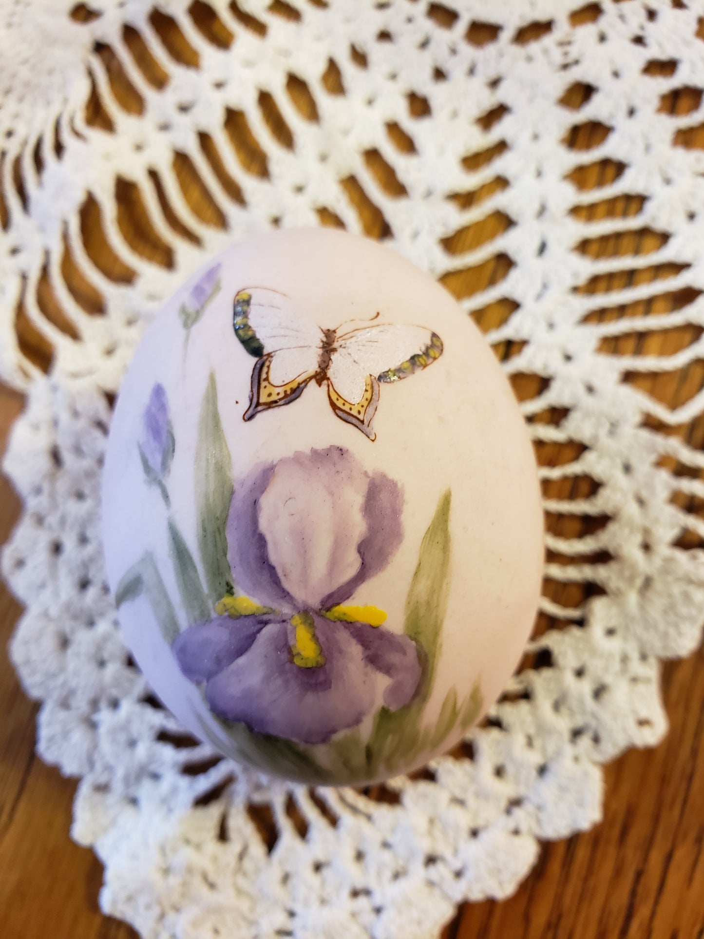 Floral painted porcelain egg