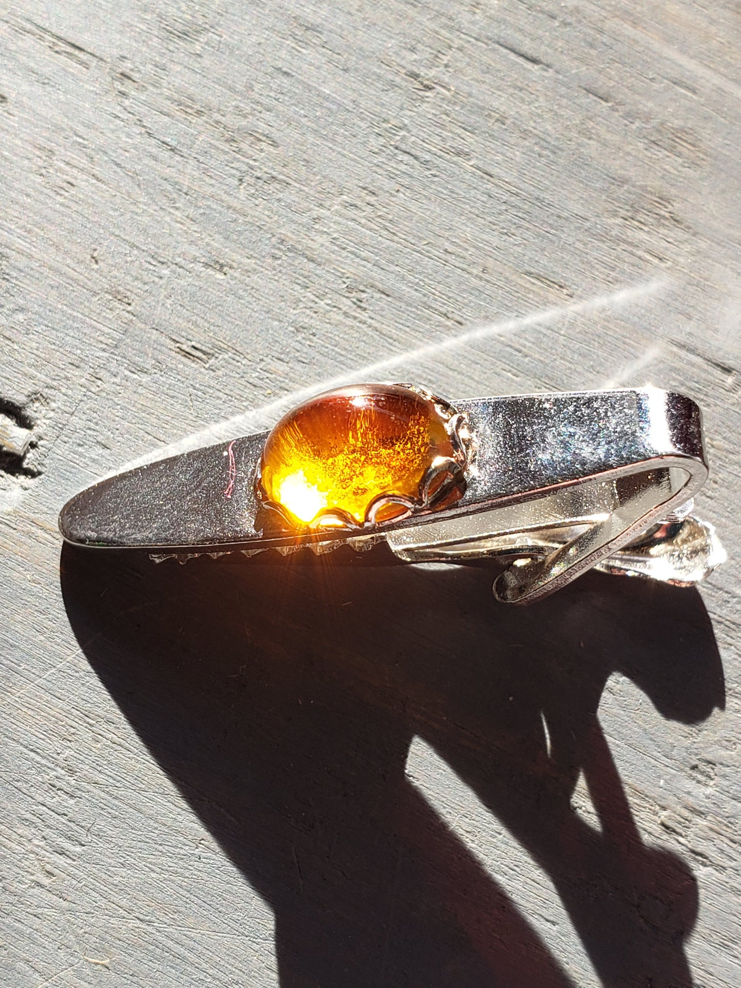 Amber vintage tie clip