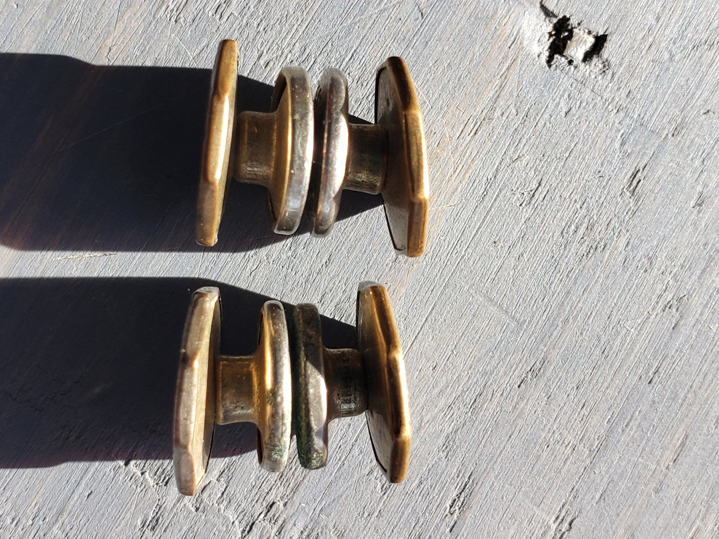 1920s Snap Cuff Links Brass Hexagon