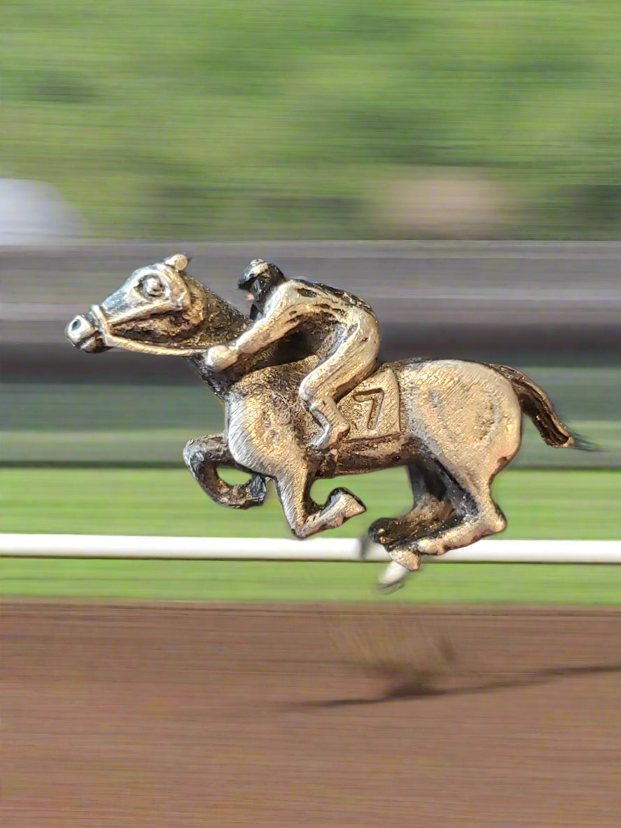 Pewter racehorse tie tack