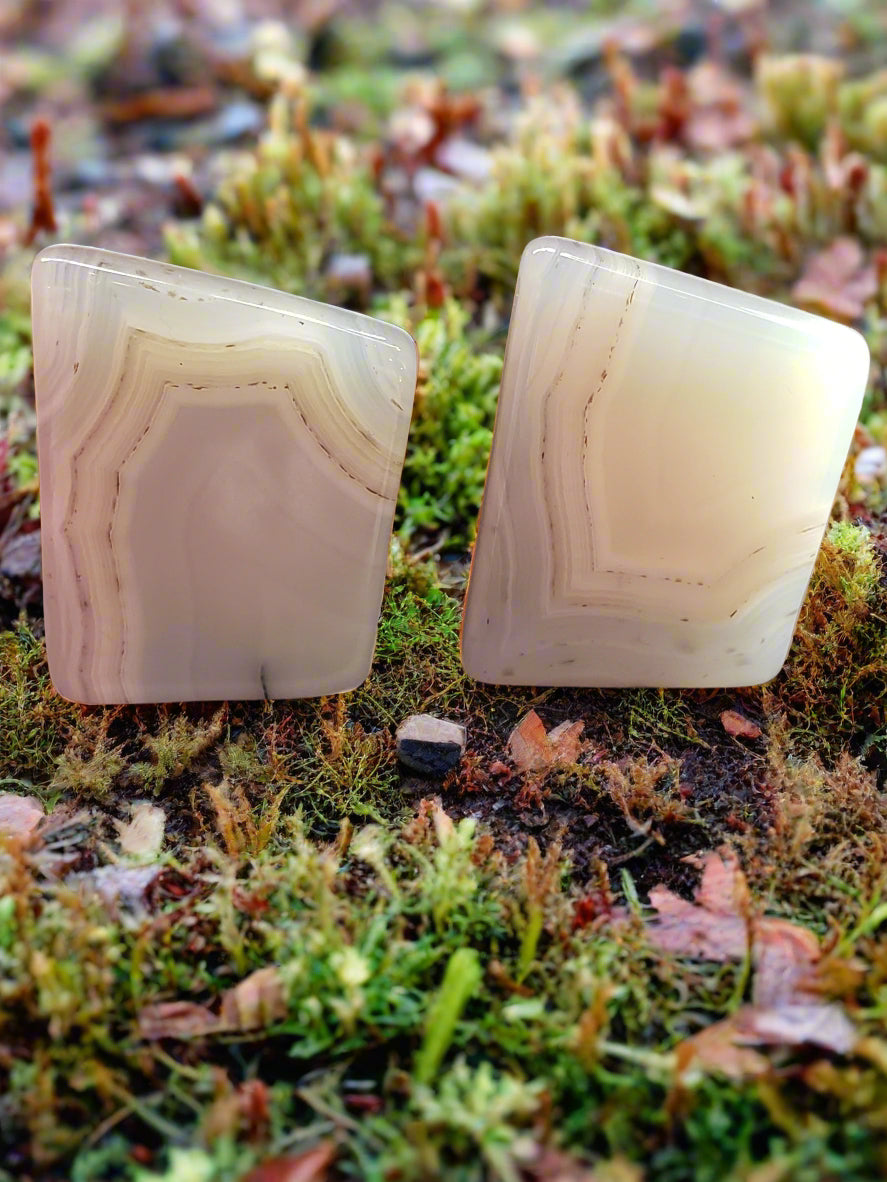 White agate cuff links