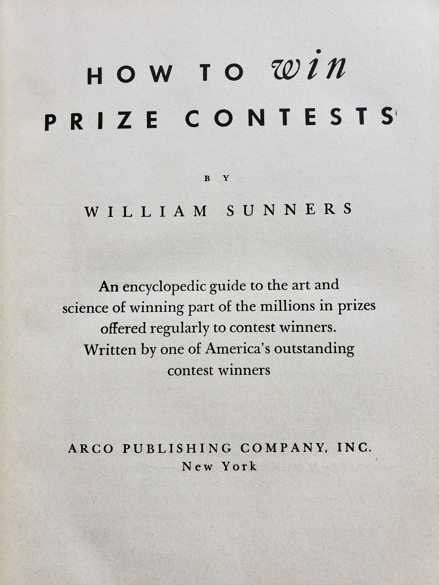 How to Win Prize Contests, by William Sunners