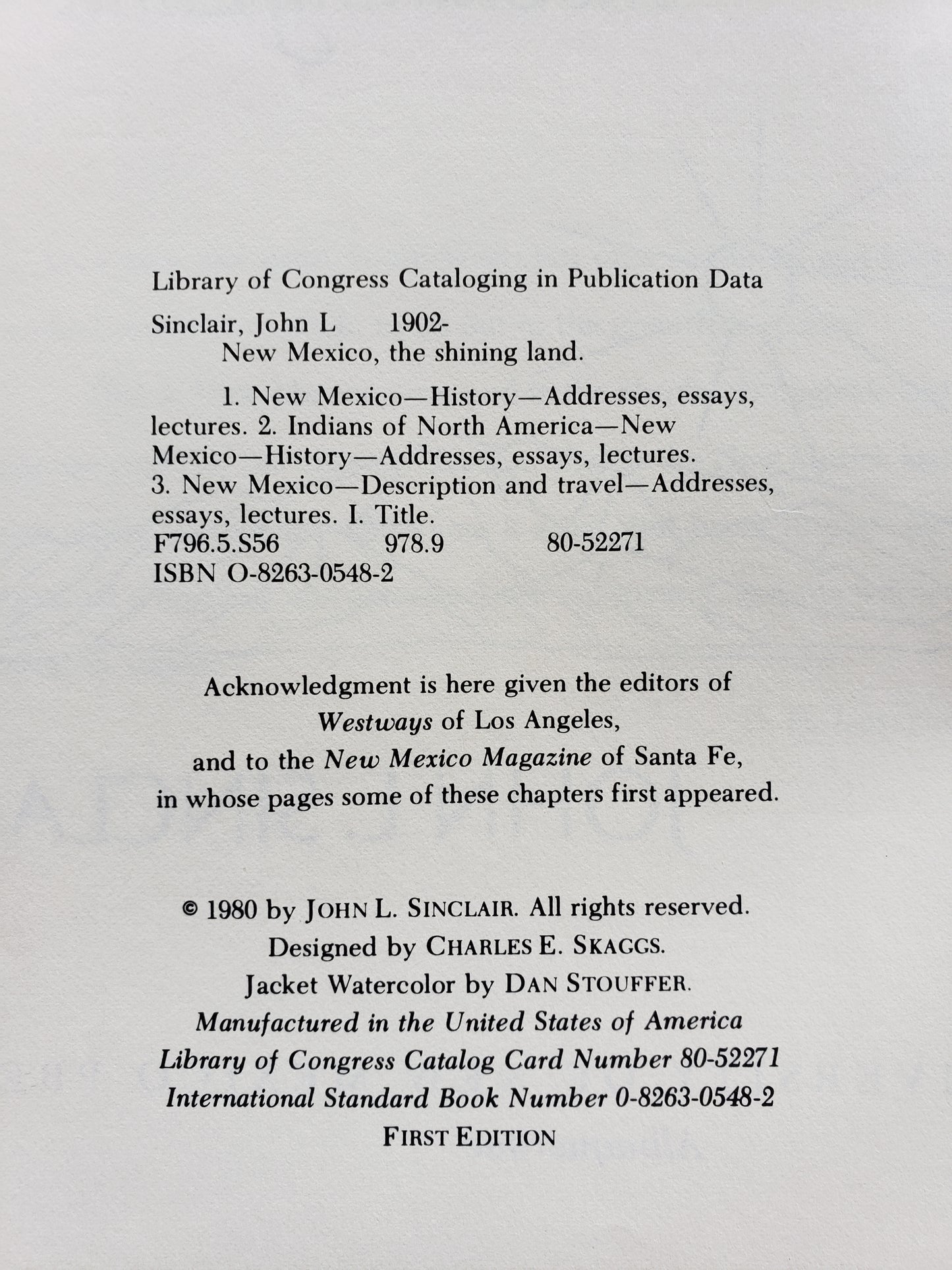 New Mexico The Shining Land by John L. Sinclair