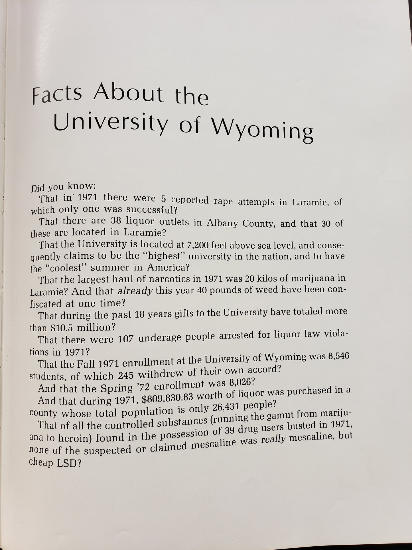 1971 WYO (University of Wyoming Student Publication)