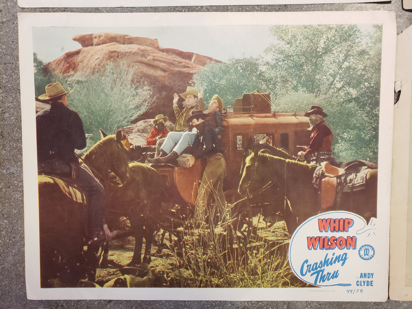 Set of 4 Movie Lobby Cards (Whip Wilson, Ken Maynard, Tom Gibson)