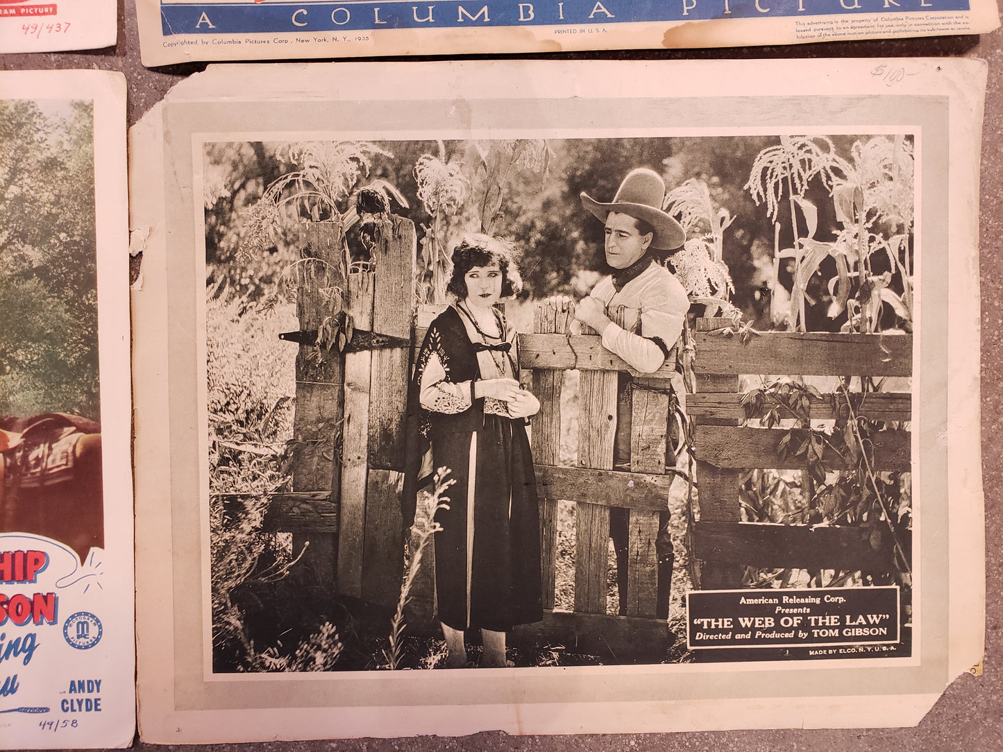 Set of 4 Movie Lobby Cards (Whip Wilson, Ken Maynard, Tom Gibson)