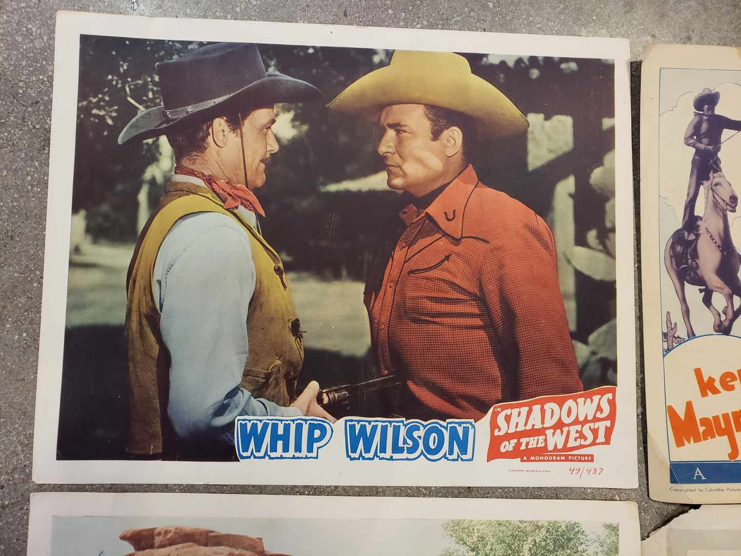 Set of 4 Movie Lobby Cards (Whip Wilson, Ken Maynard, Tom Gibson)
