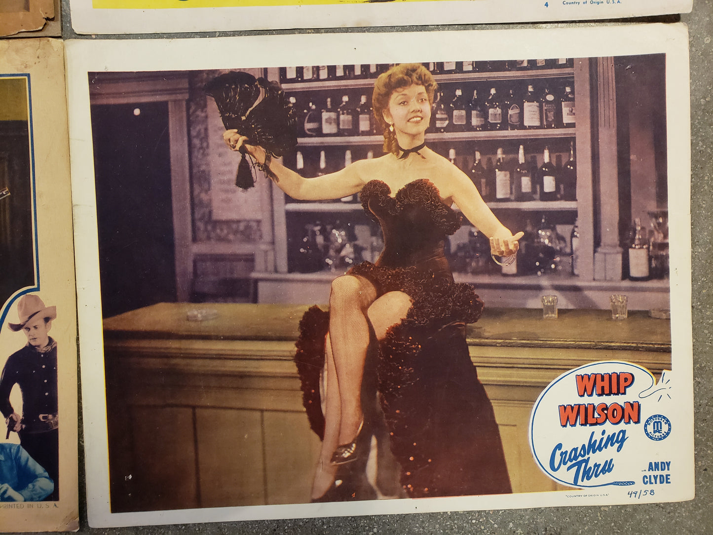 Set of 4 Vintage Western Movie Lobby Cards (Ken Maynard, Rex Bell, Whip Wilson, and Lash La Rue)