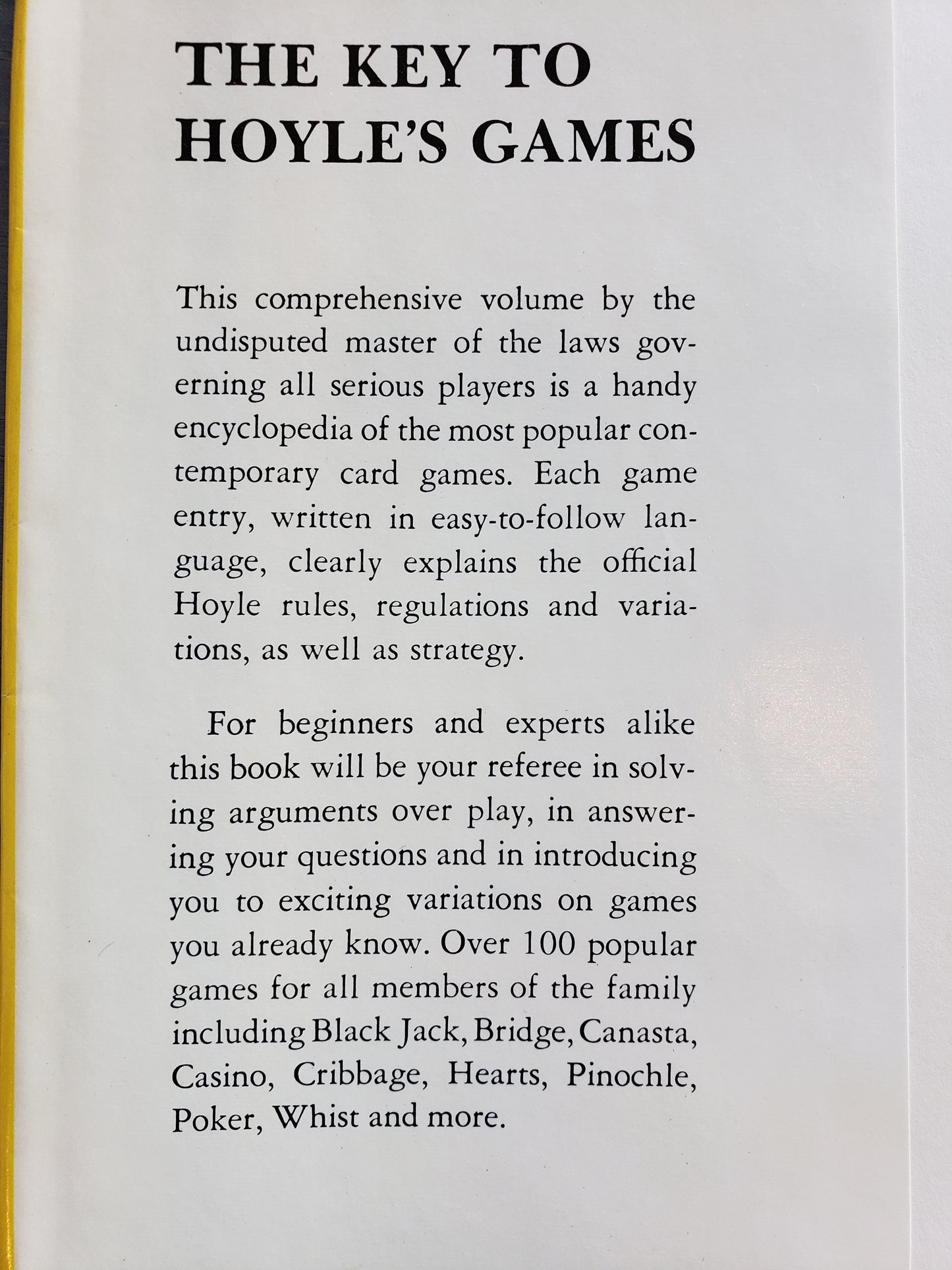 The Key to Hoyle's Games