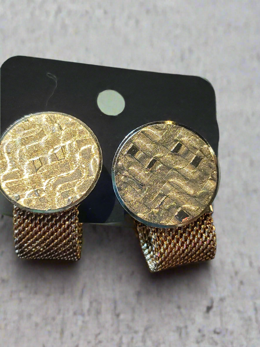 Circle Medallion with Woven Brass Cuff Link Set