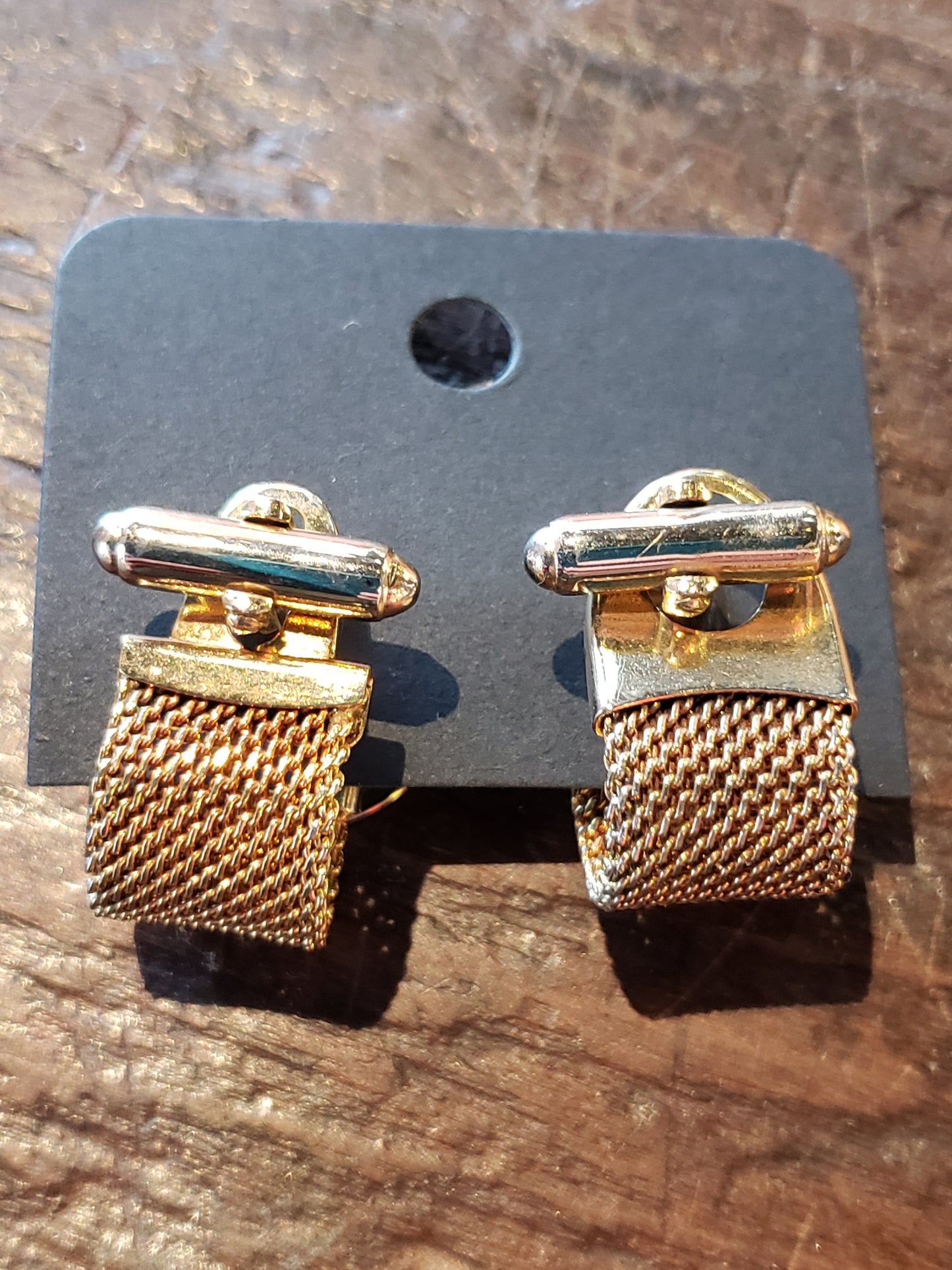 Circle Medallion with Woven Brass Cuff Link Set