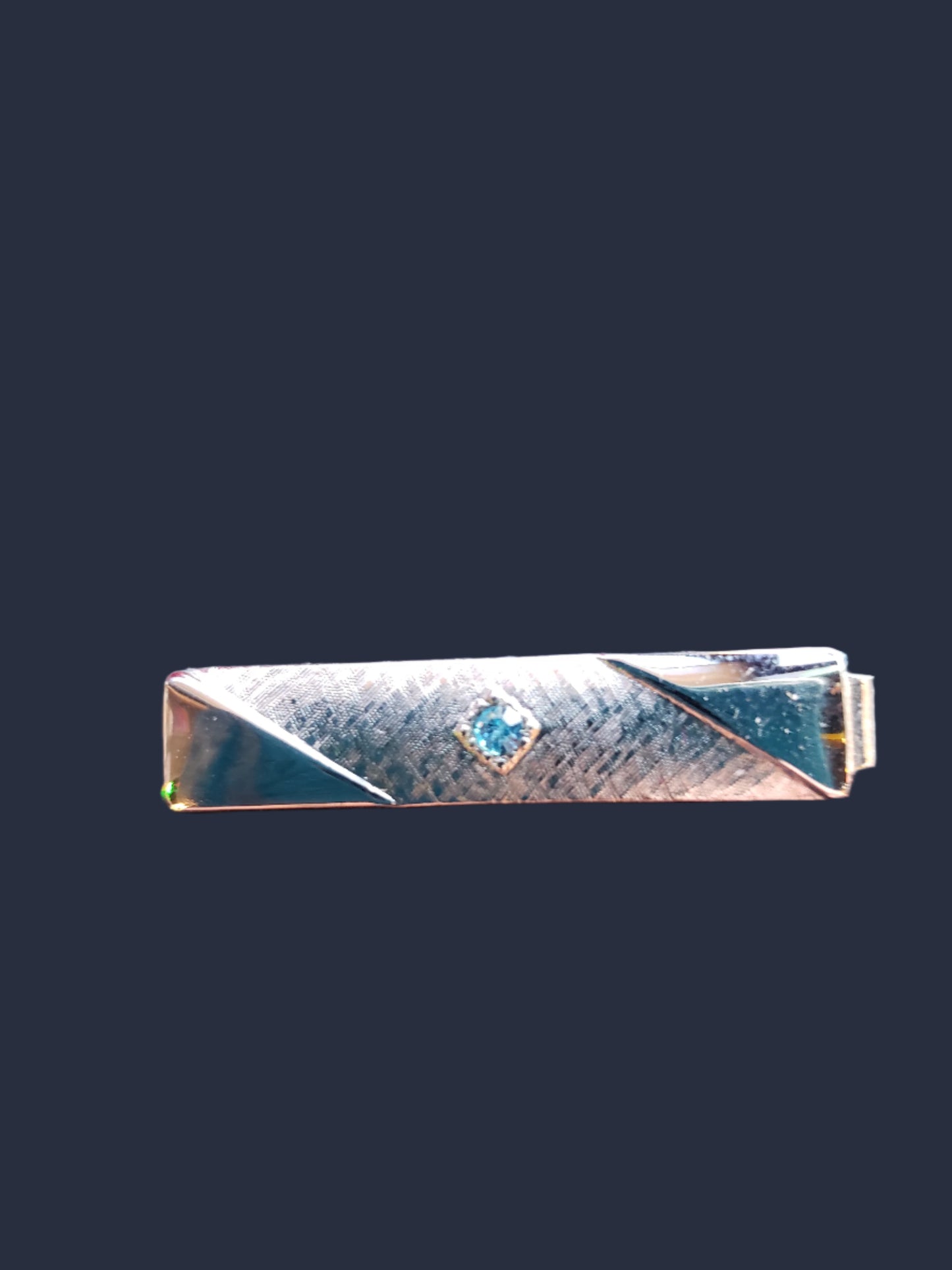 Tie Clip with blue rhinestone