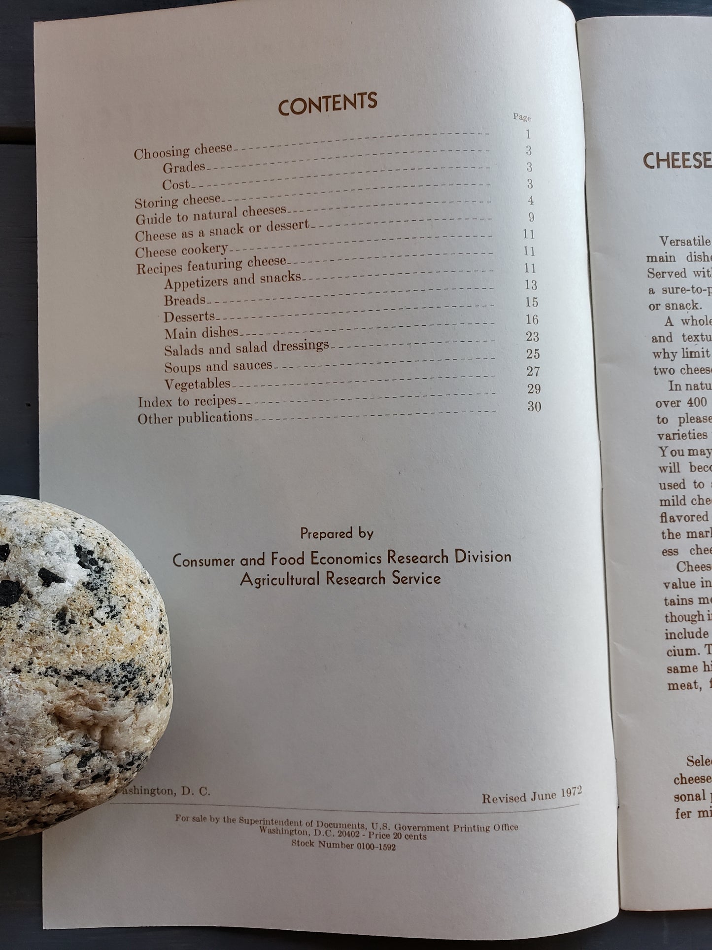 Cheese in Family Meals cookbook