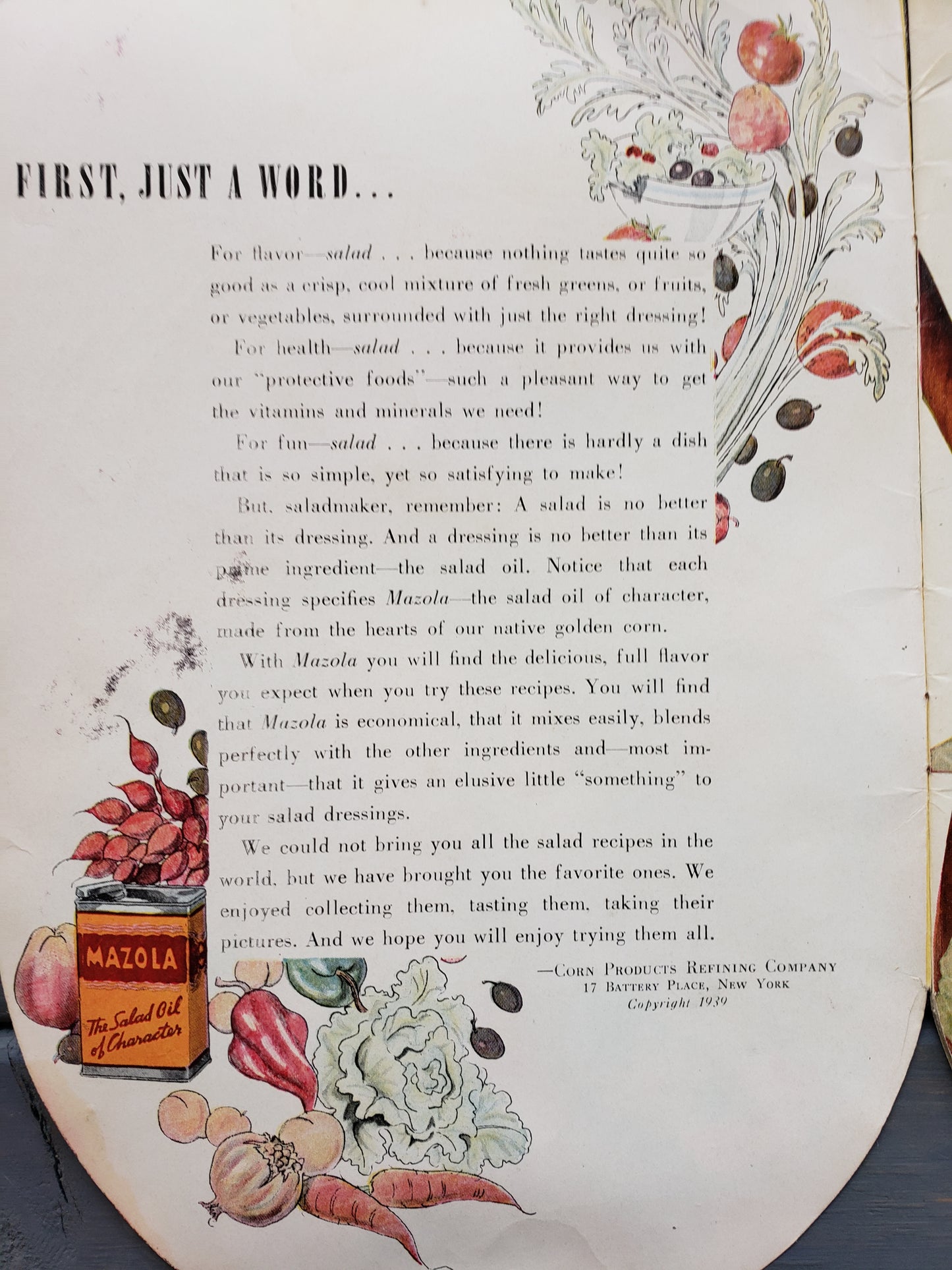 The Mazola Salad Bowl (1939) cookbook