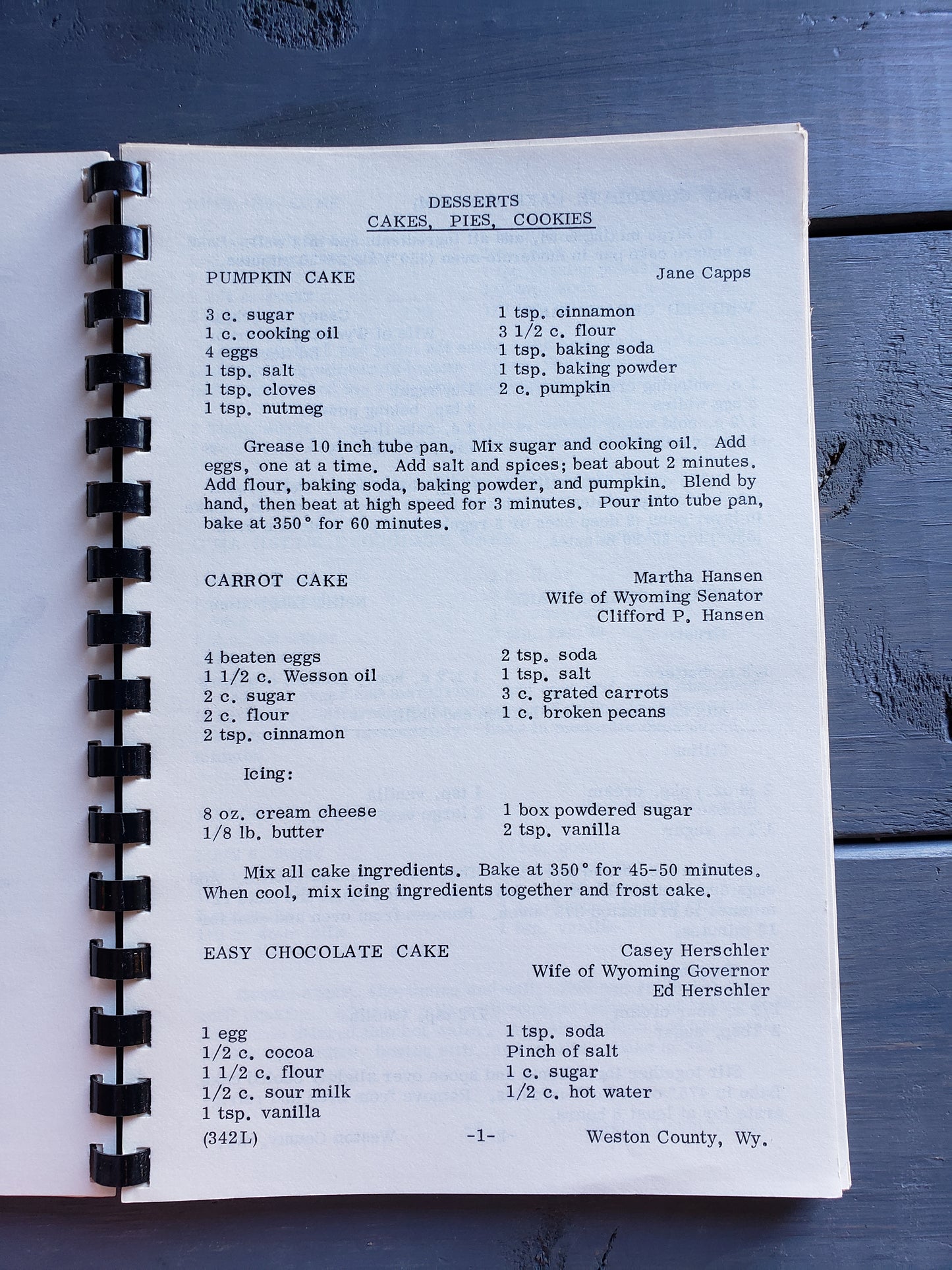 Weston County Historical Society Cookbook (Wyoming)