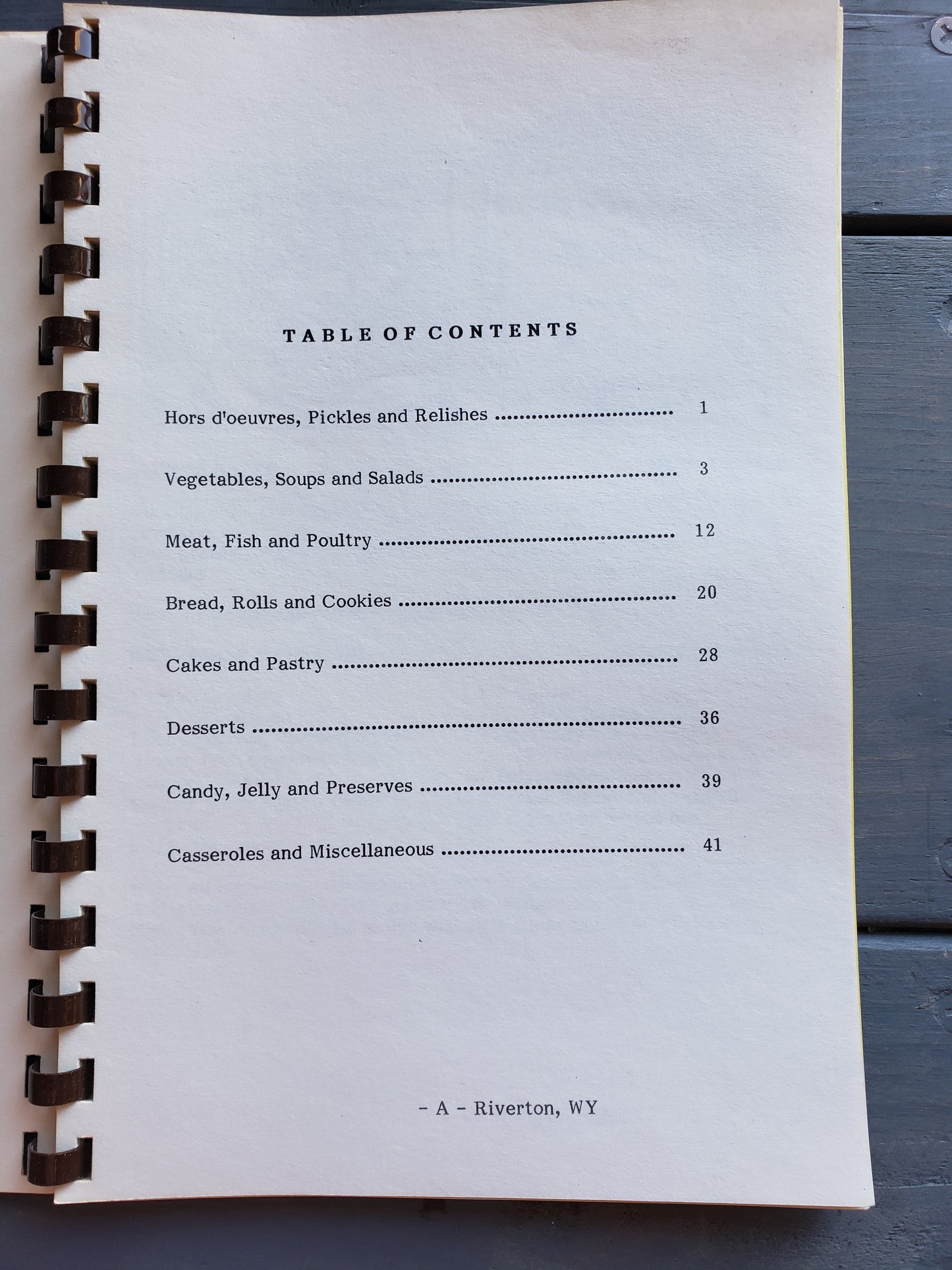 Riverton Wyoming Senior Citizens Center Cookbook