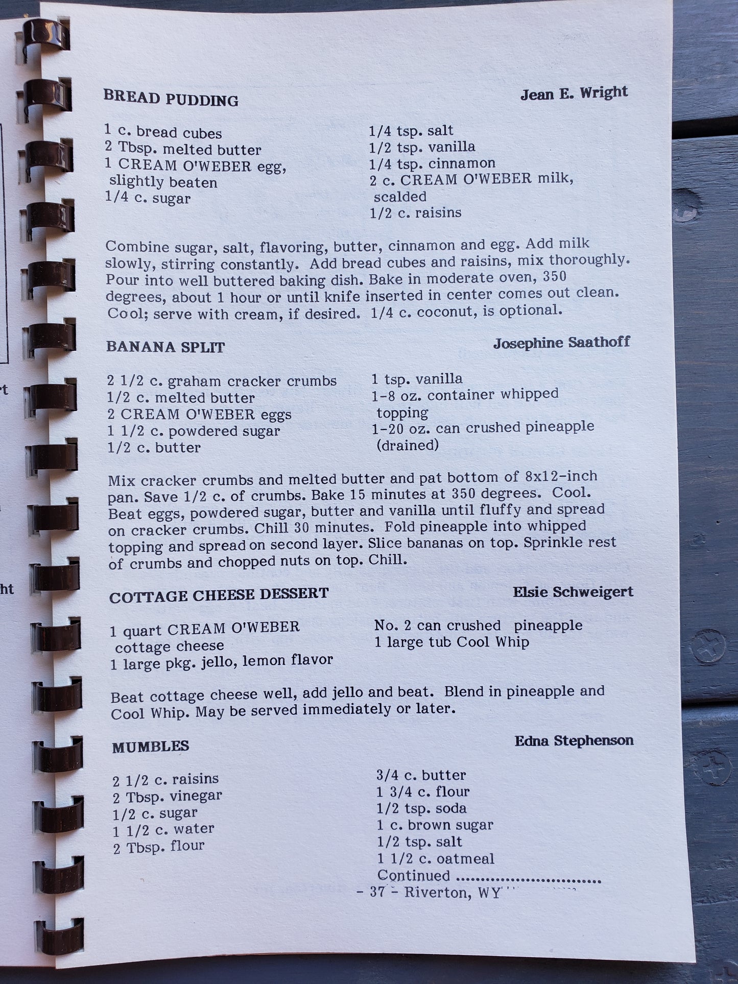 Riverton Wyoming Senior Citizens Center Cookbook