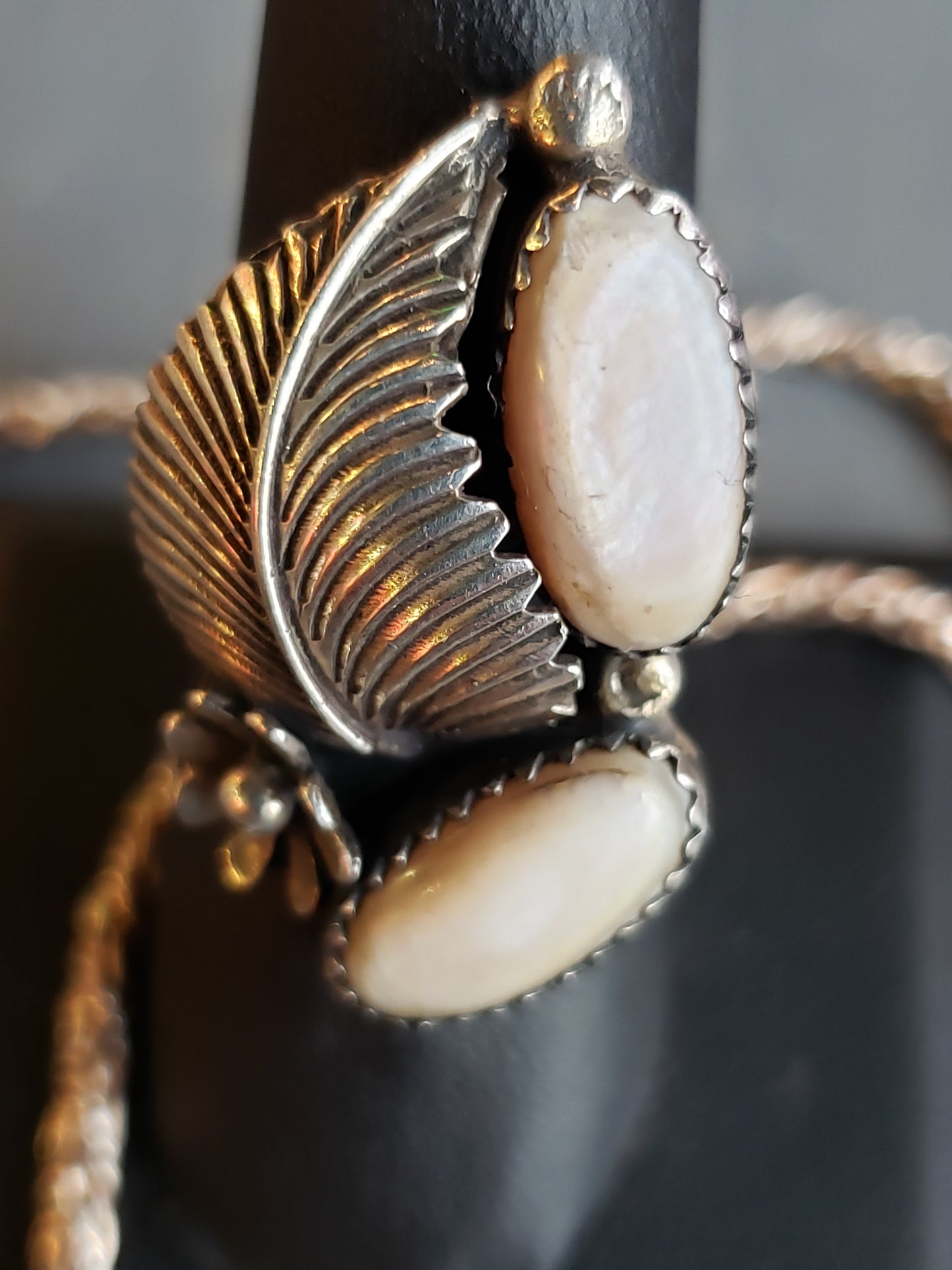 .925 Sterling Mother of Pearl ring and necklace set