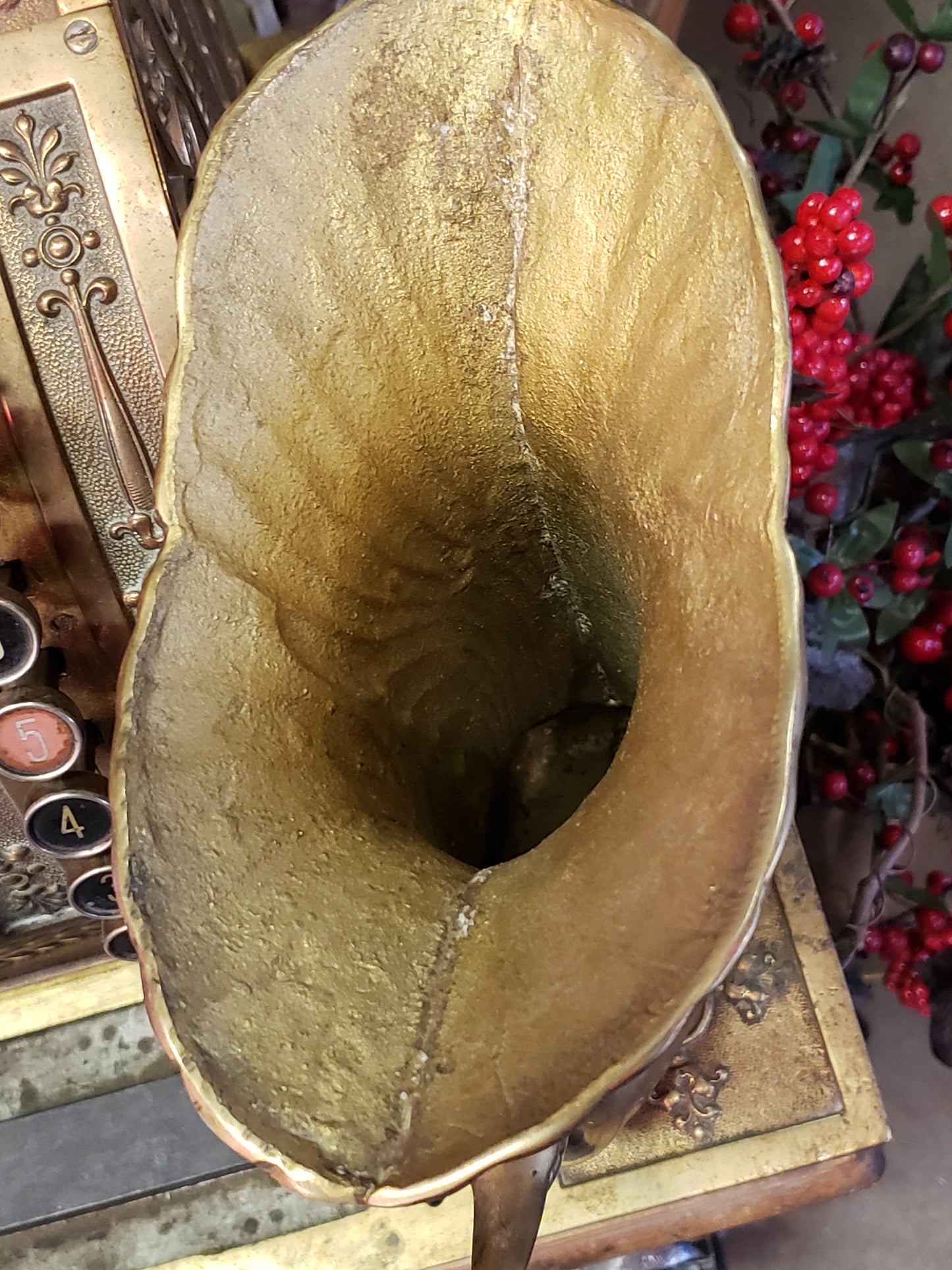 Brass Double Swan vase