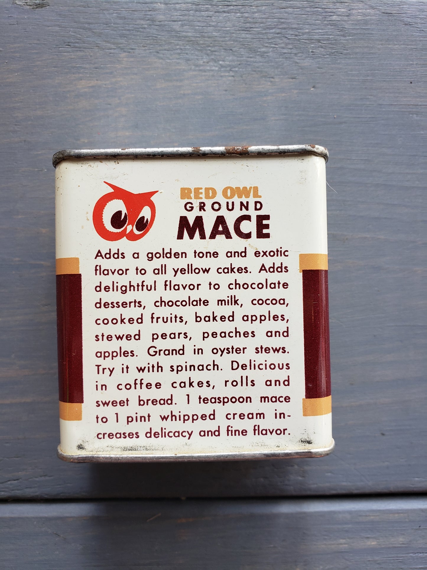 Red Owl (1948) 1.5 ounce MACE tin